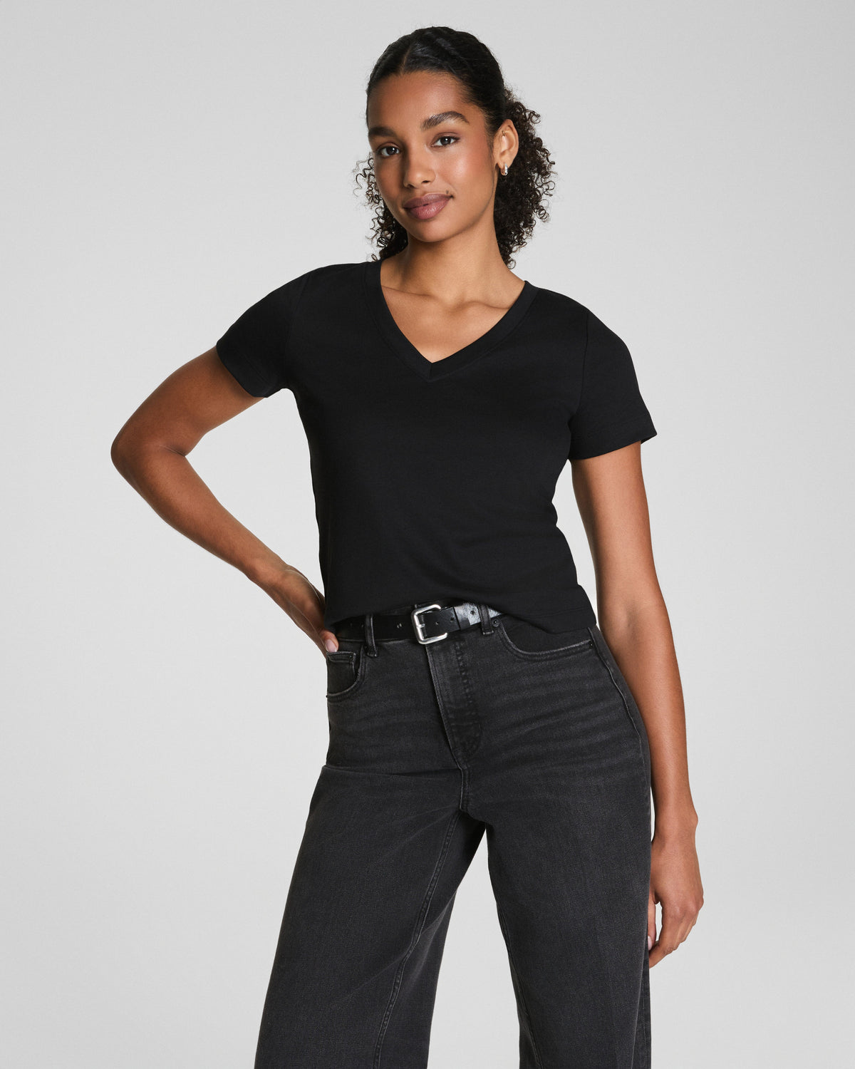 SPANX® Cotton V-Neck Tee  Classic Black