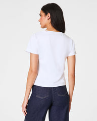 SPANX® Cotton V-Neck Tee  Classic White