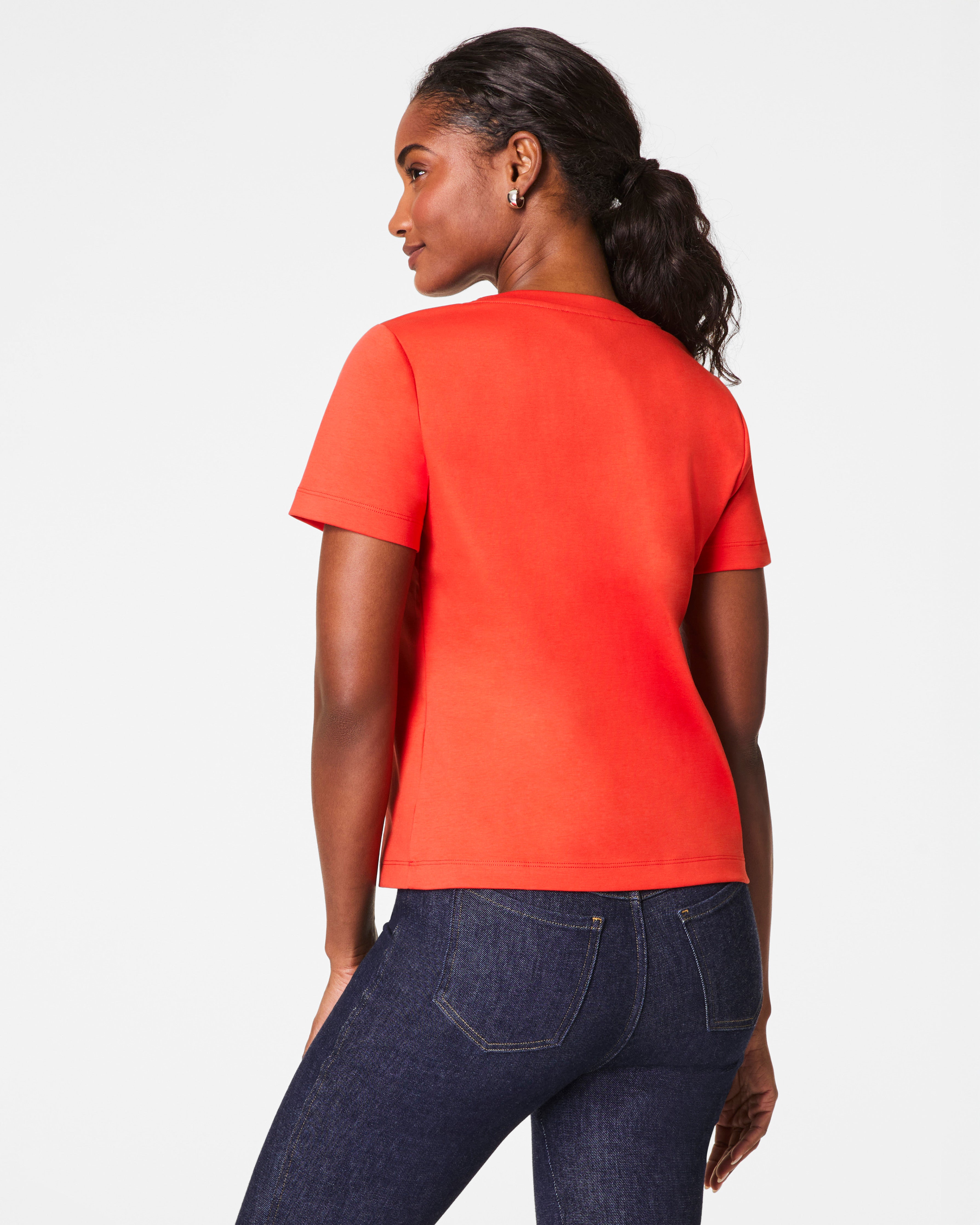 SPANX® Cotton V-Neck Tee  Poppy