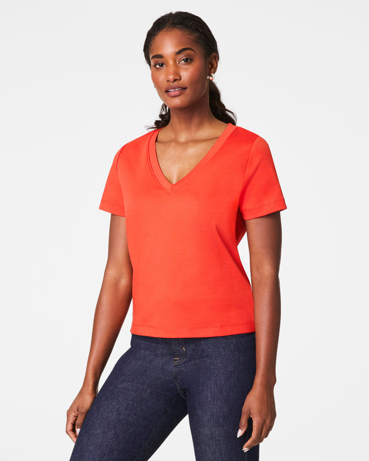 SPANX® Cotton V-Neck Tee  Poppy