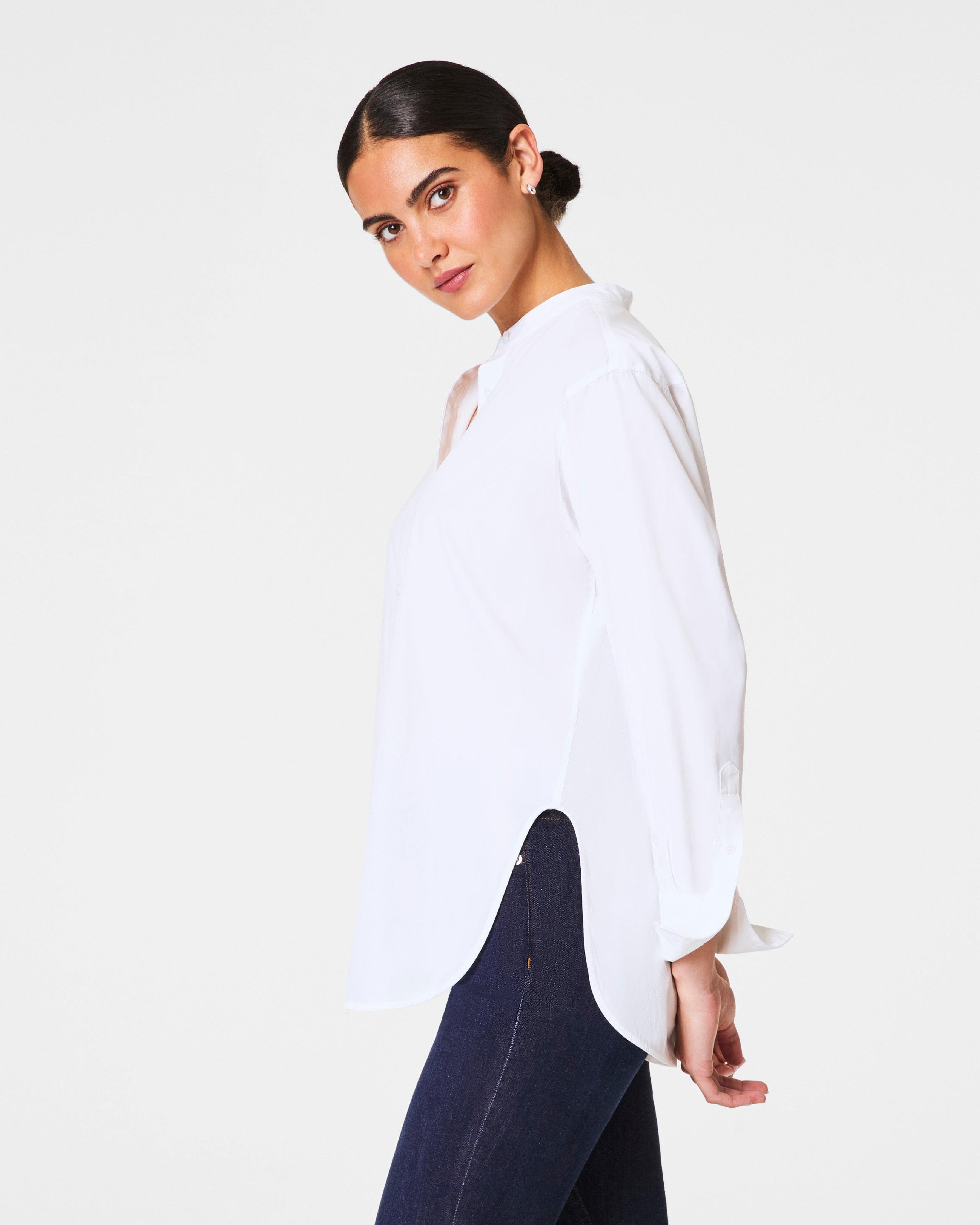 SPANX® Poplin Button-Up Tunic  Classic White