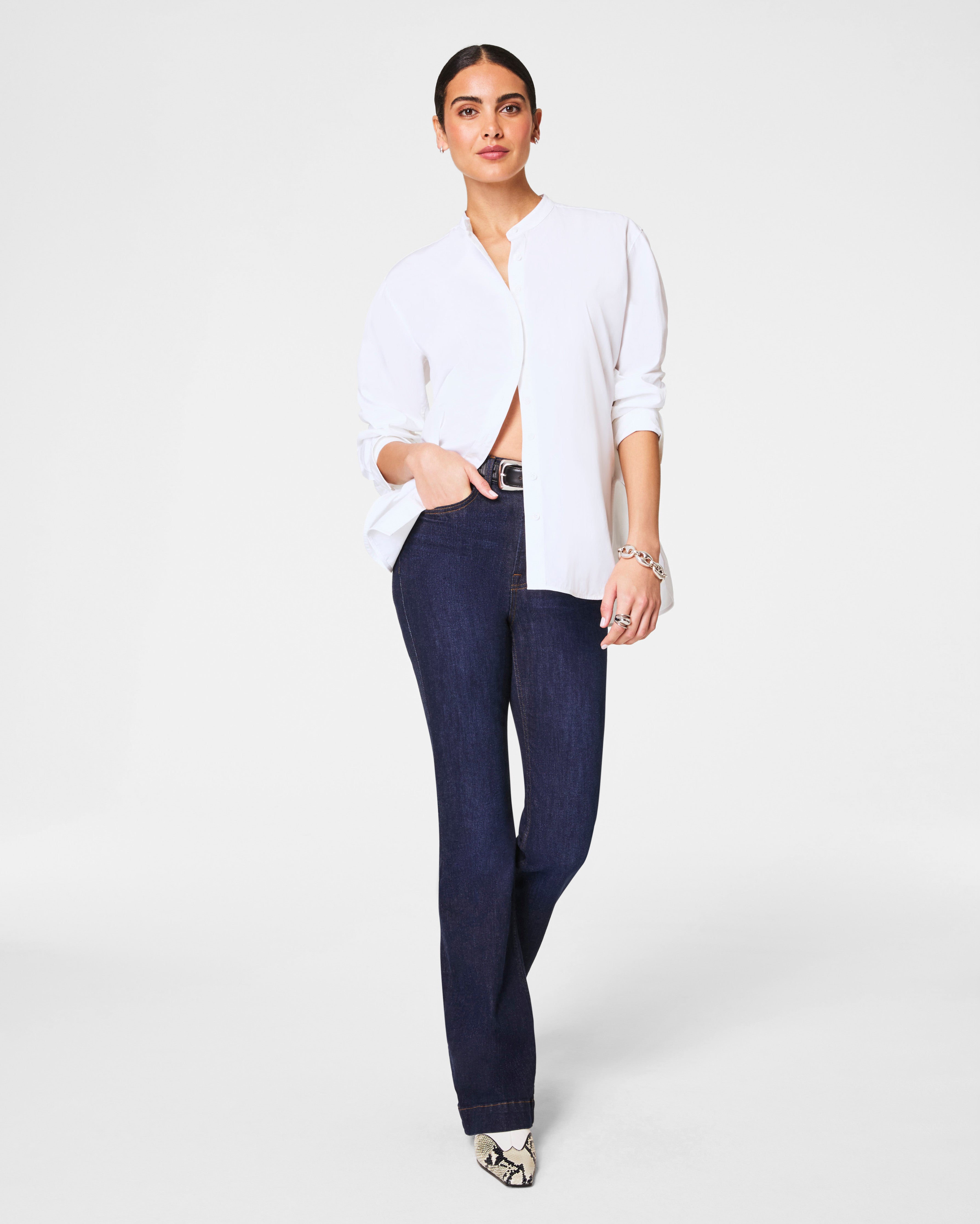 SPANX® Poplin Button-Up Tunic  Classic White