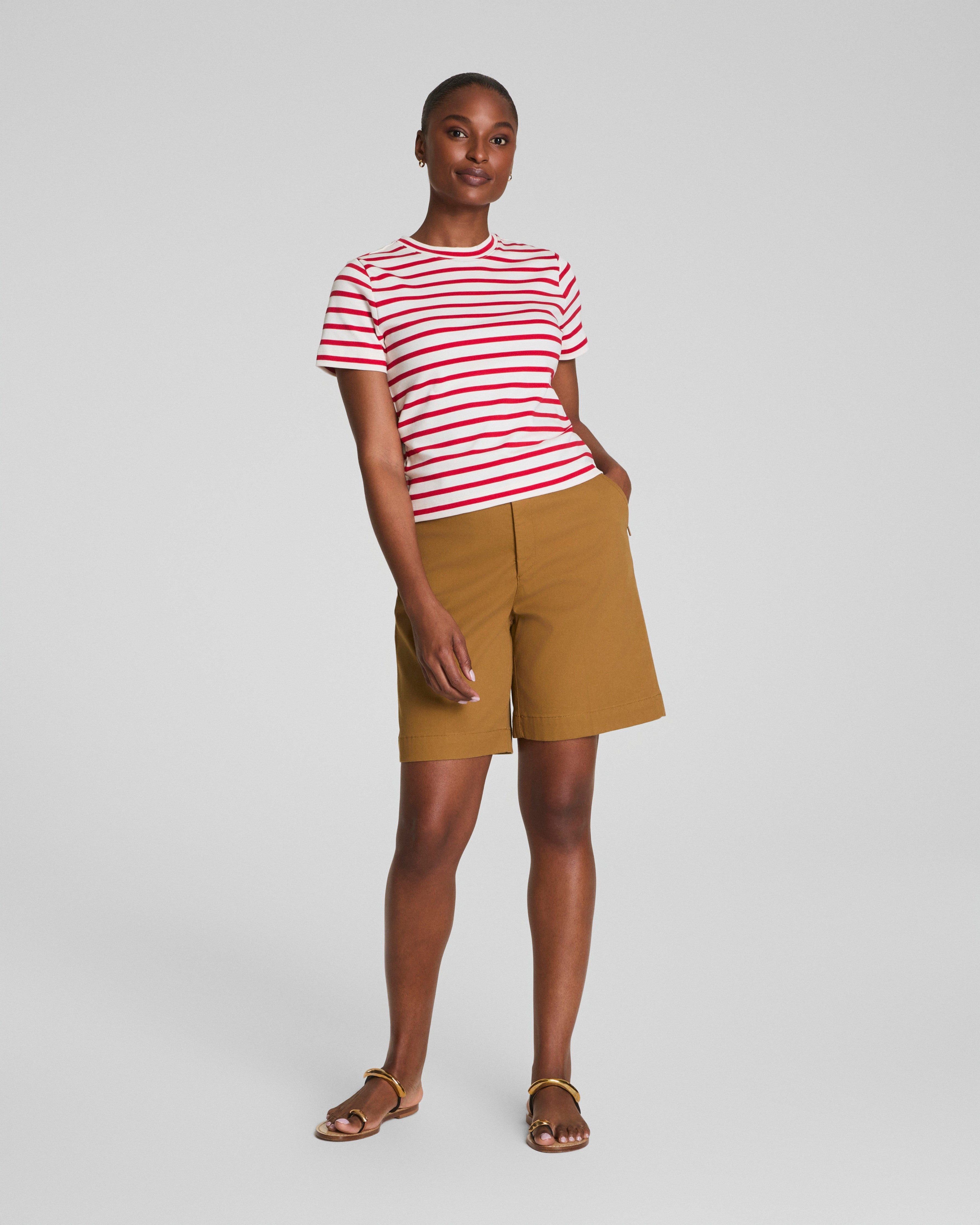SPANX® Cotton Crewneck Tee  Ivory/Spanx Red