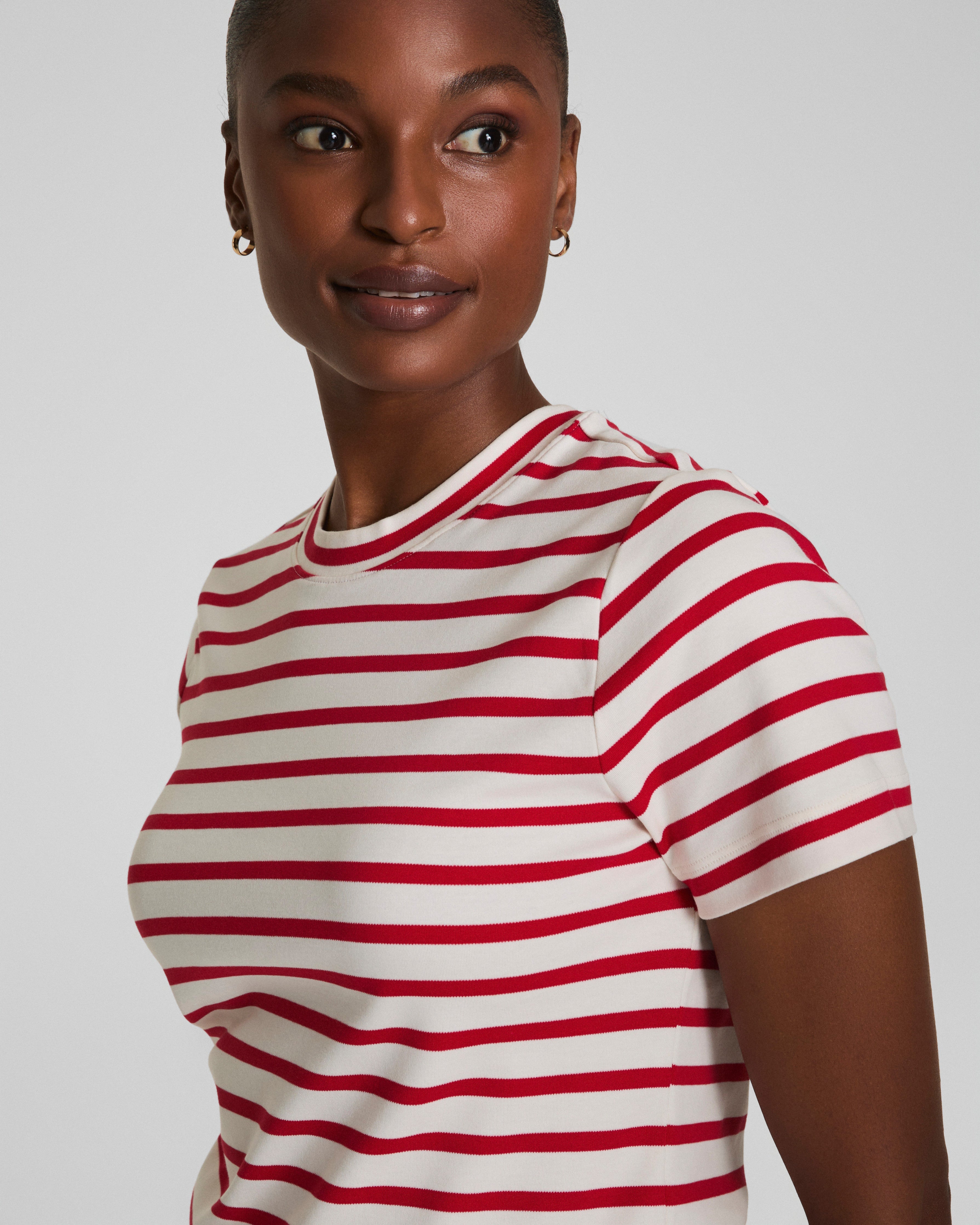 SPANX® Cotton Crewneck Tee  Ivory/Spanx Red