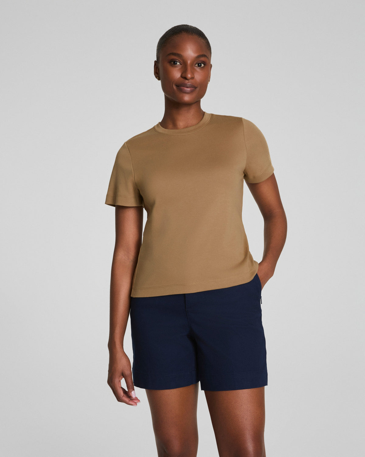 SPANX® Cotton Crewneck Tee  Barley