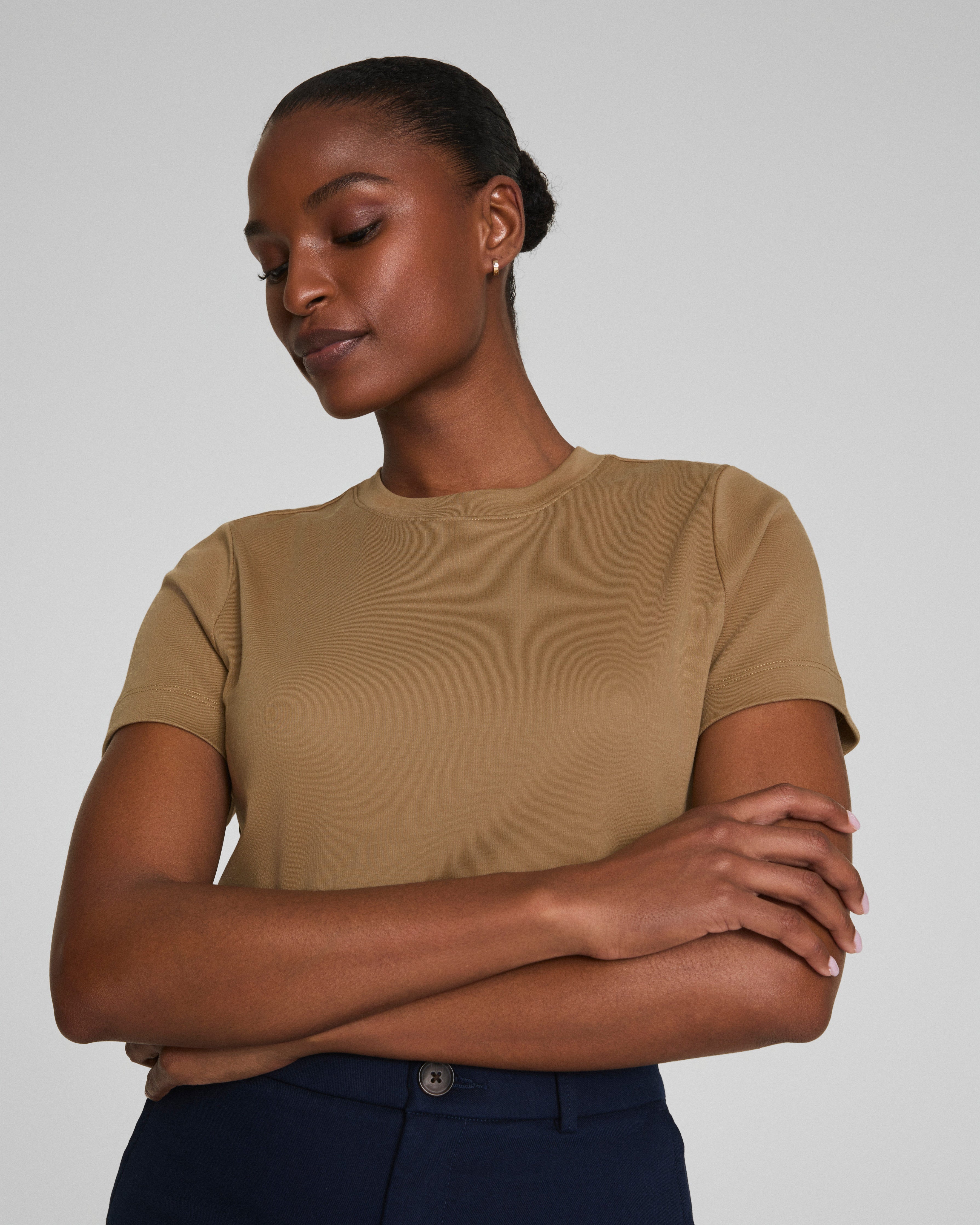 SPANX® Cotton Crewneck Tee  Barley