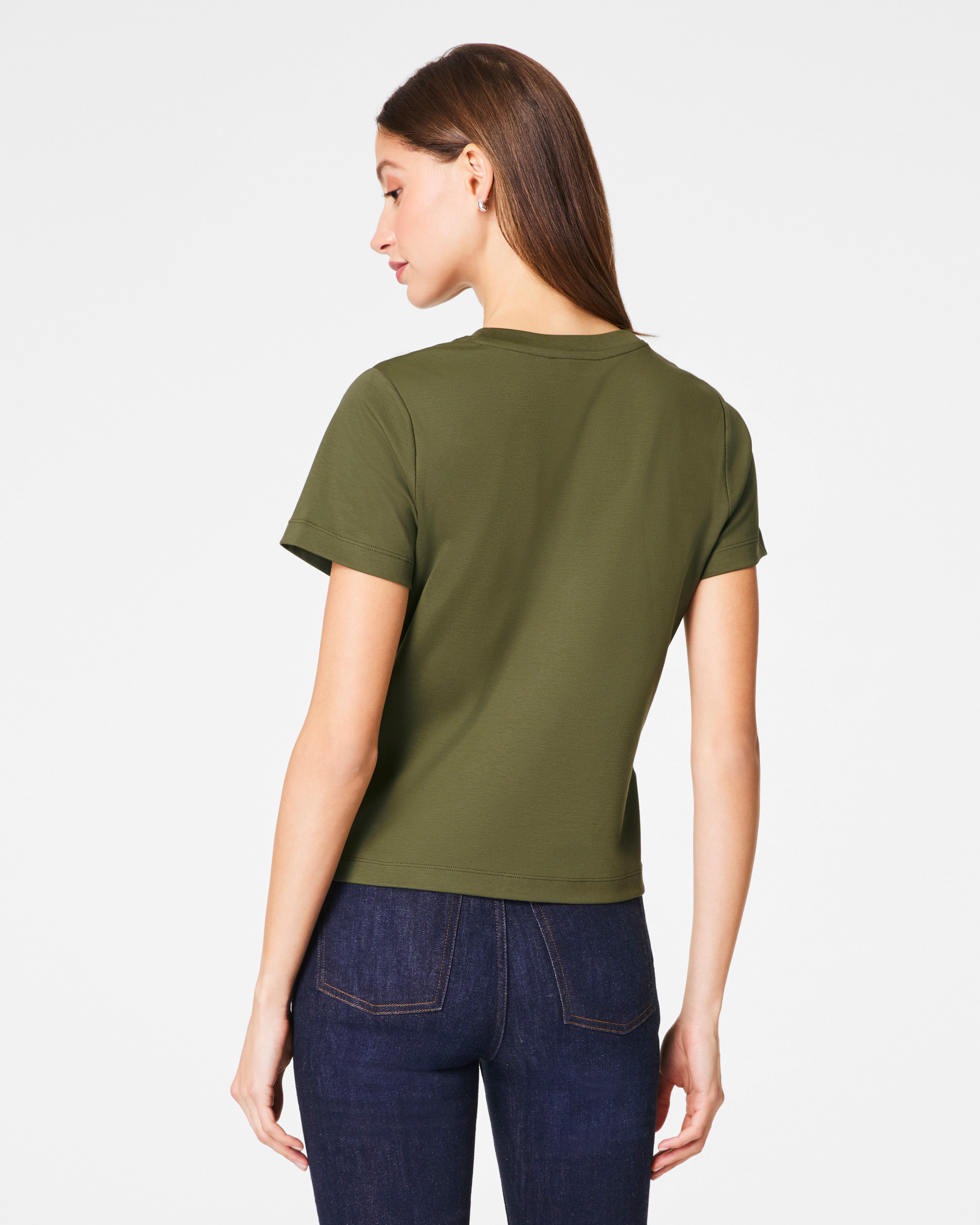 SPANX® Cotton Crewneck Tee  Dark Pine