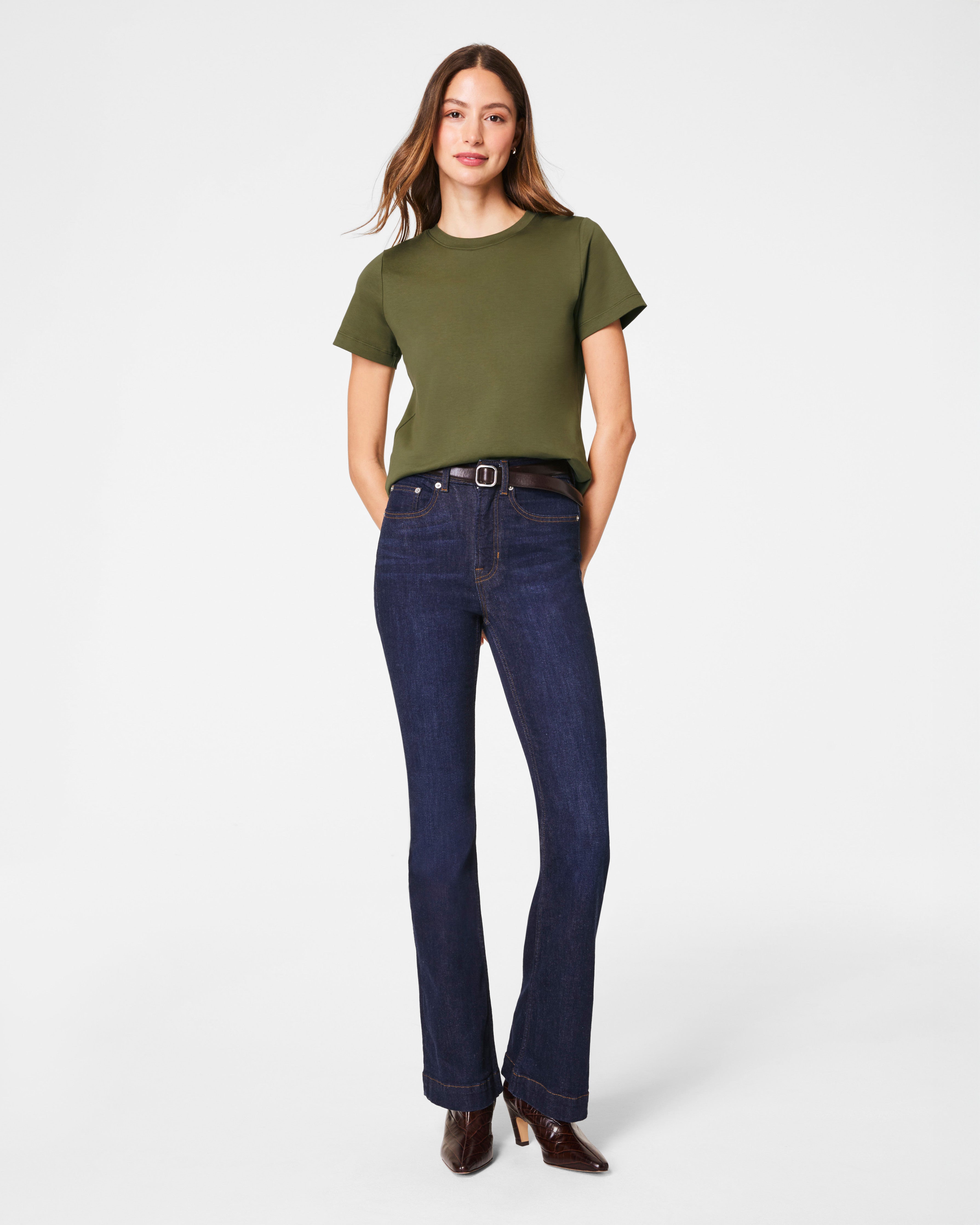 SPANX® Cotton Crewneck Tee  Dark Pine
