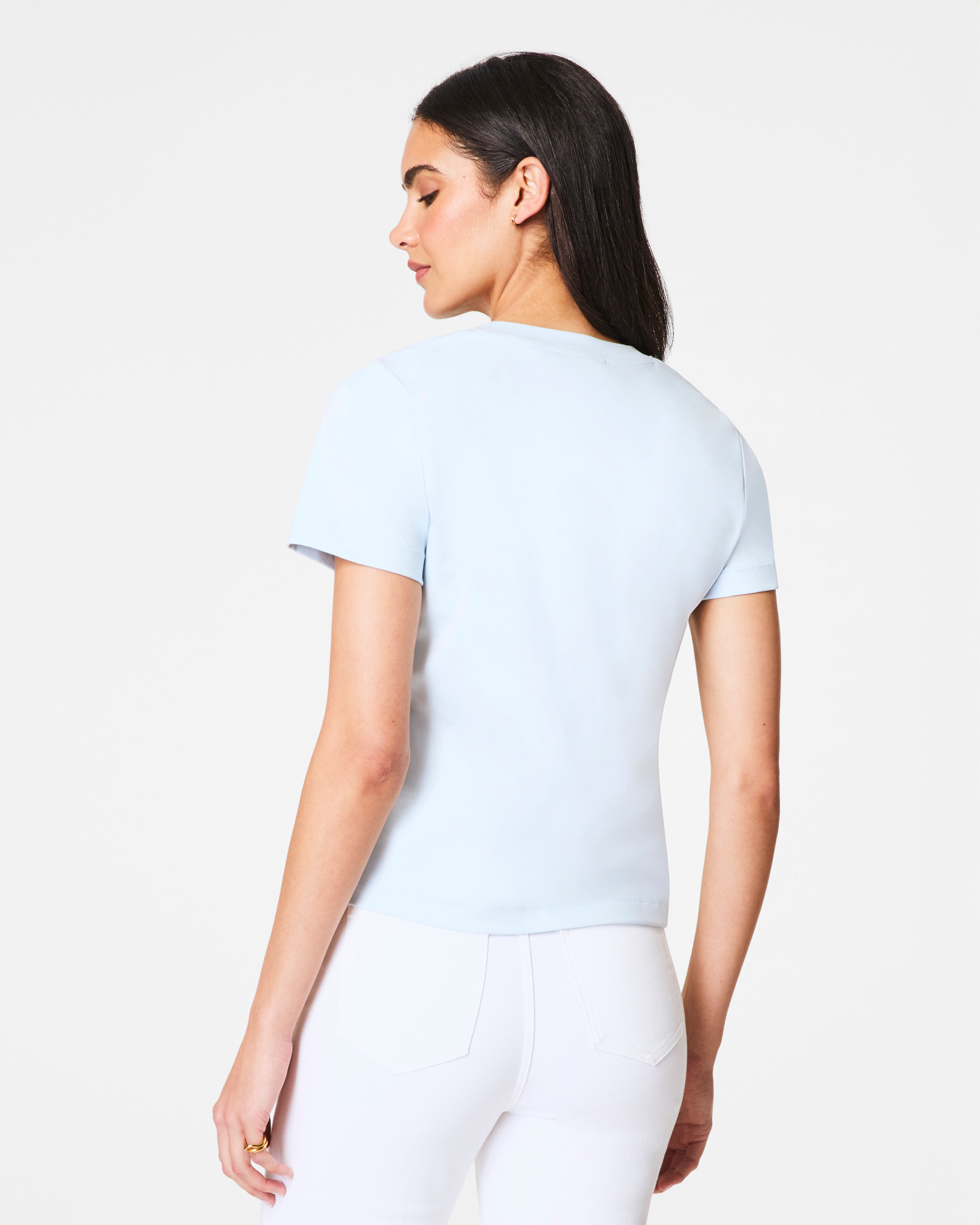 SPANX® Cotton Crewneck Tee  Sky