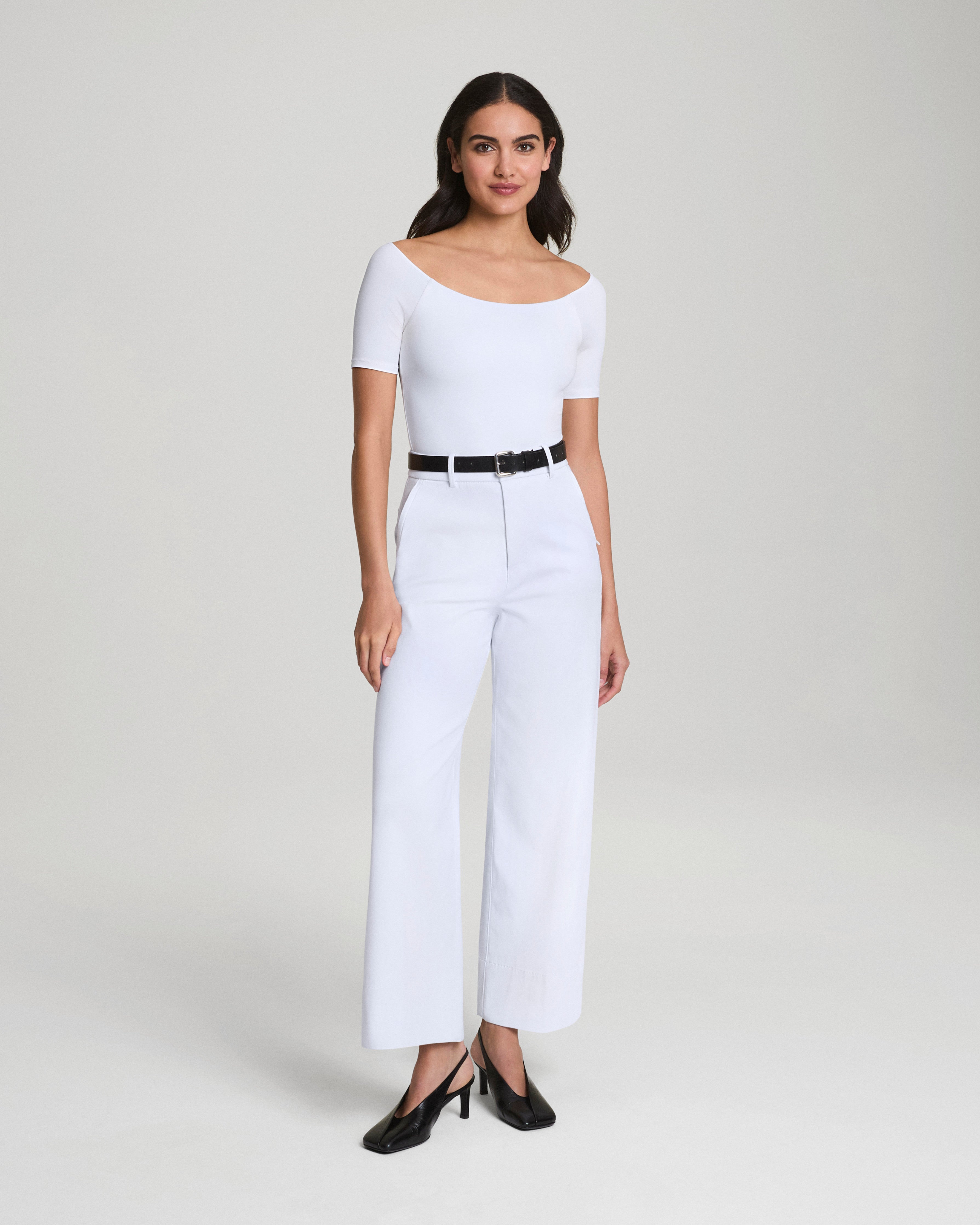 SPANXsmooth™ Jersey Scoop Neck Thong Bodysuit  Classic White