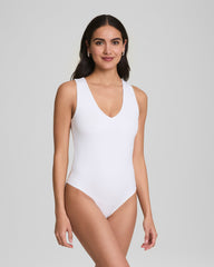 SPANXsmooth™ Jersey V-Neck Thong Bodysuit  Classic White