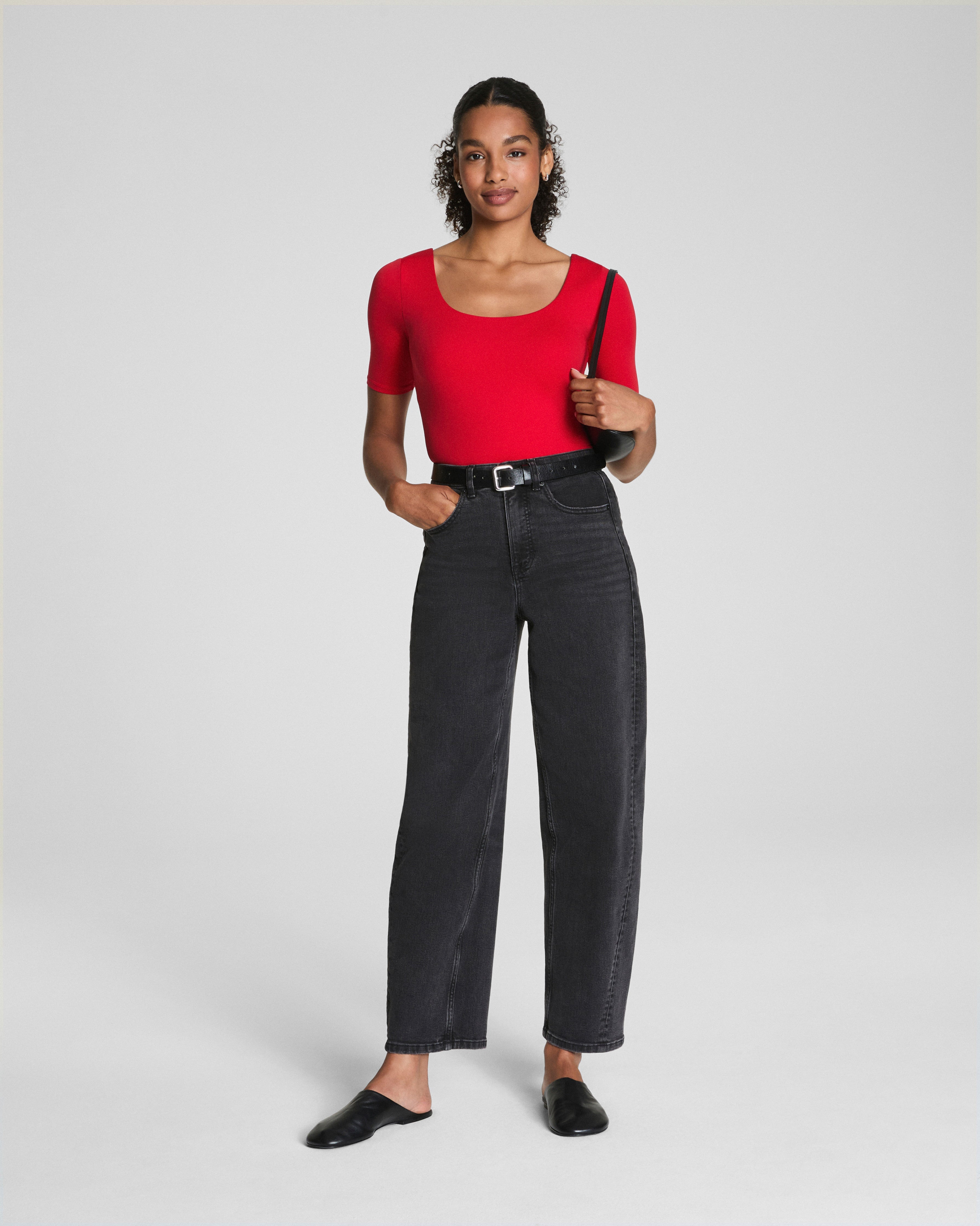 SPANXsmooth™ Jersey Square Neck Thong Bodysuit  Spanx Red