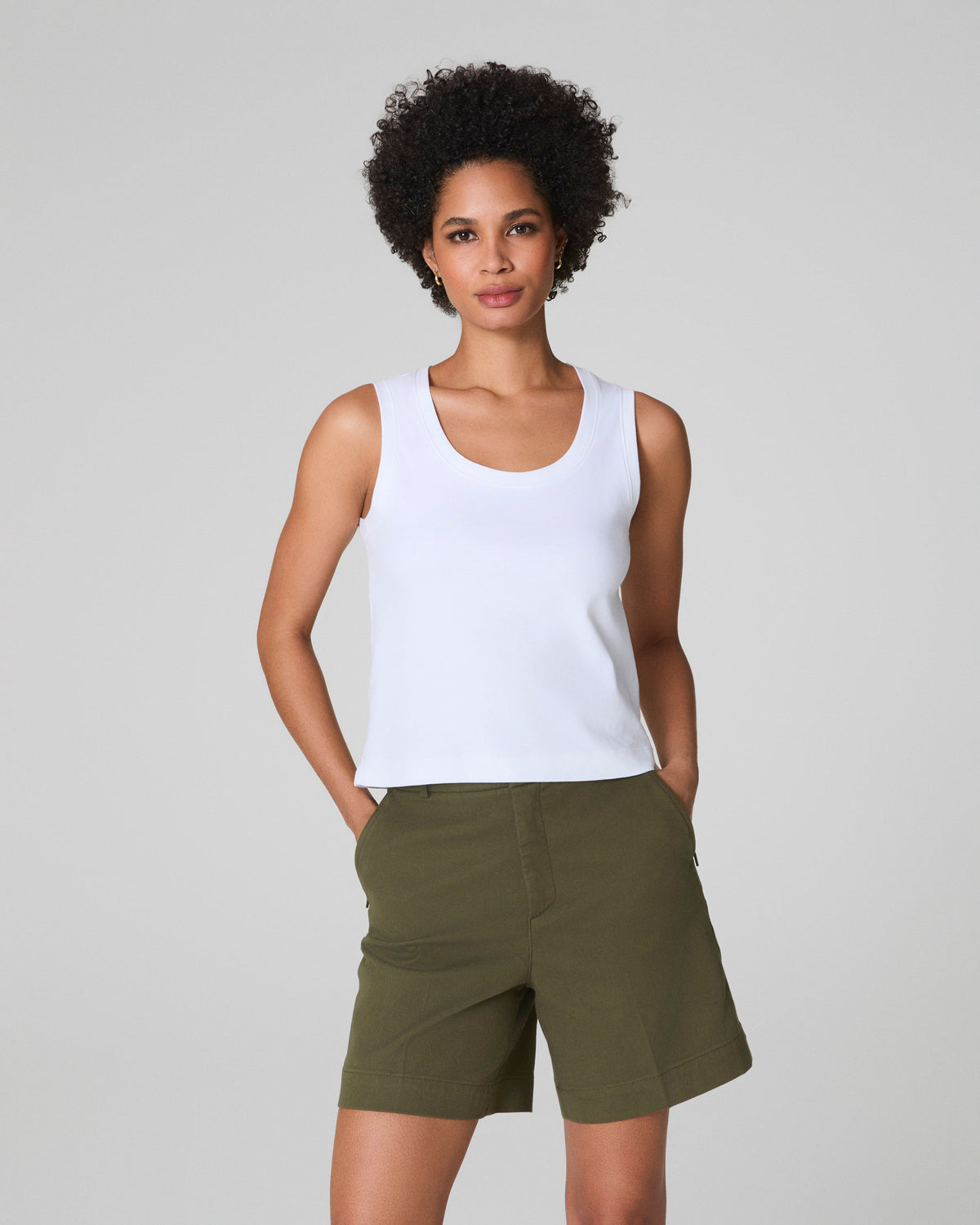 SPANX® Cotton Crewneck Tank  Classic White