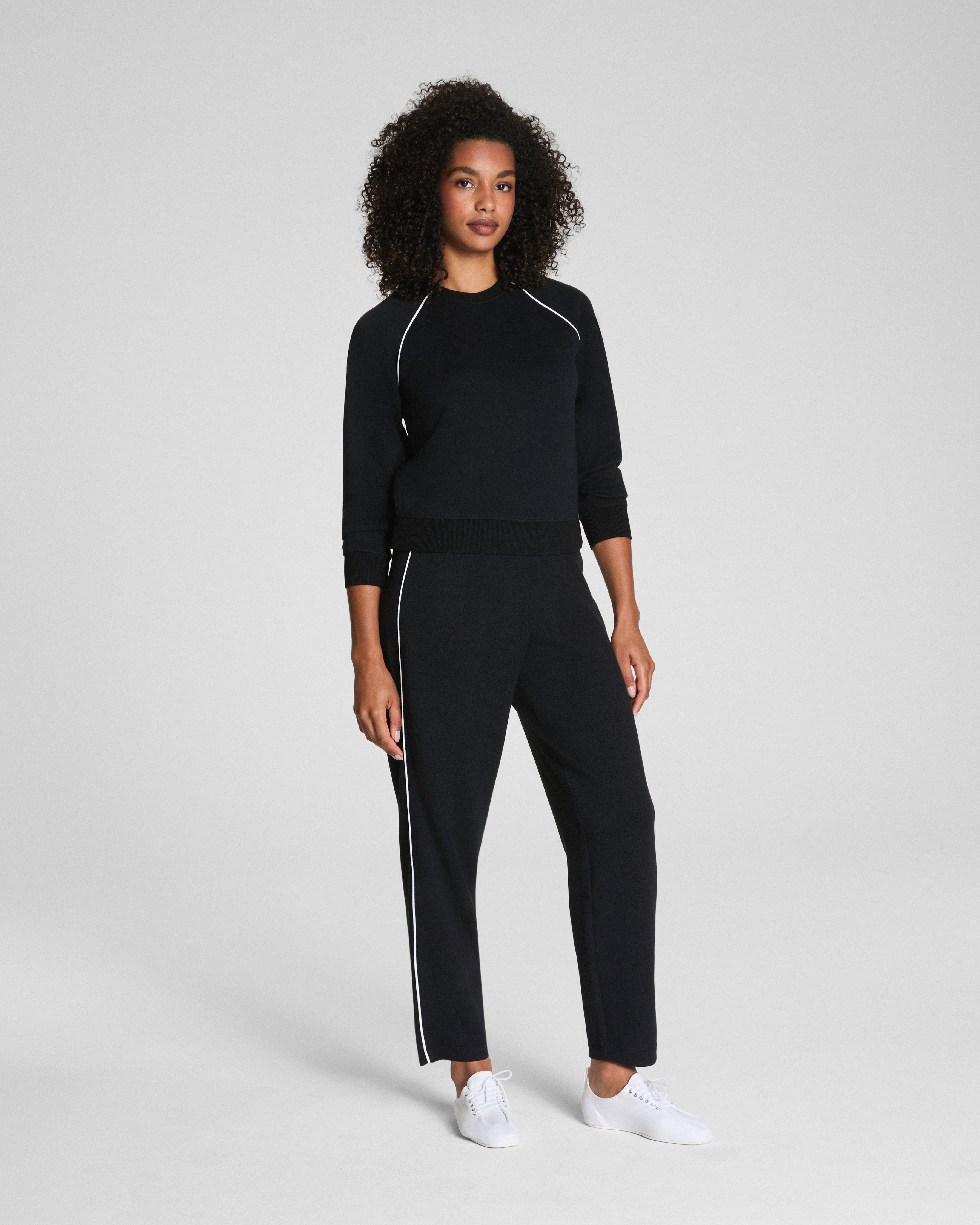 SPANX AirEssentials® Pique Long Sleeve Crewneck Top  Very Black