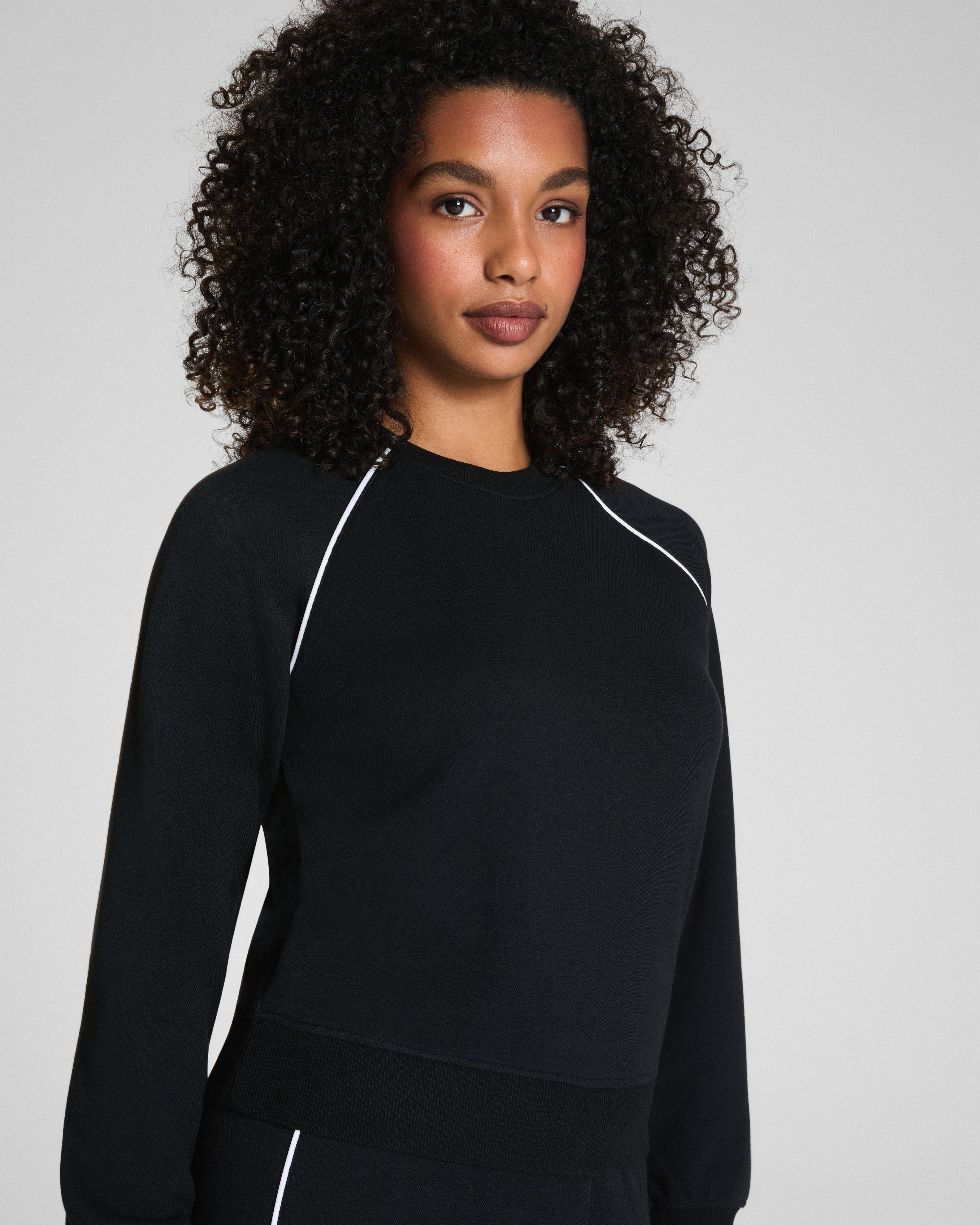 SPANX AirEssentials® Pique Long Sleeve Crewneck Top  Very Black