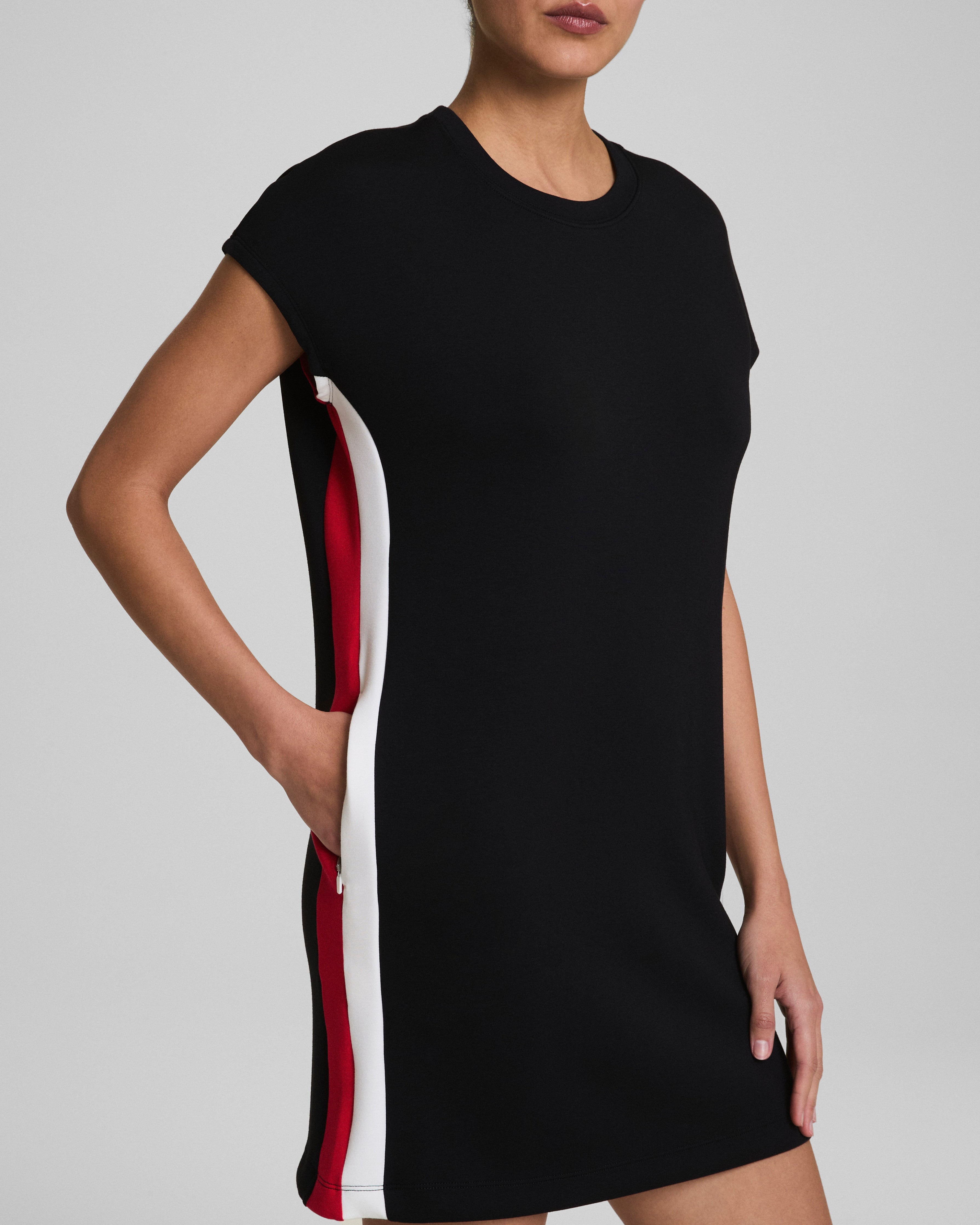 SPANX® AirEssentials Colorblock Mini T-Shirt Dress  Very Black/Powder/SPANX® Red