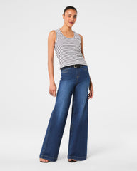 SPANX® Cotton Crewneck Tank Stripe  Classic White Stripe