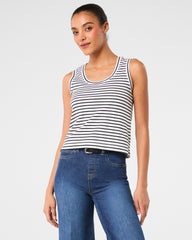 SPANX® Cotton Crewneck Tank Stripe  Classic White Stripe