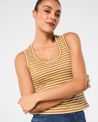 SPANX® Cotton Crewneck Tank Stripe  Flax Powder Stripe