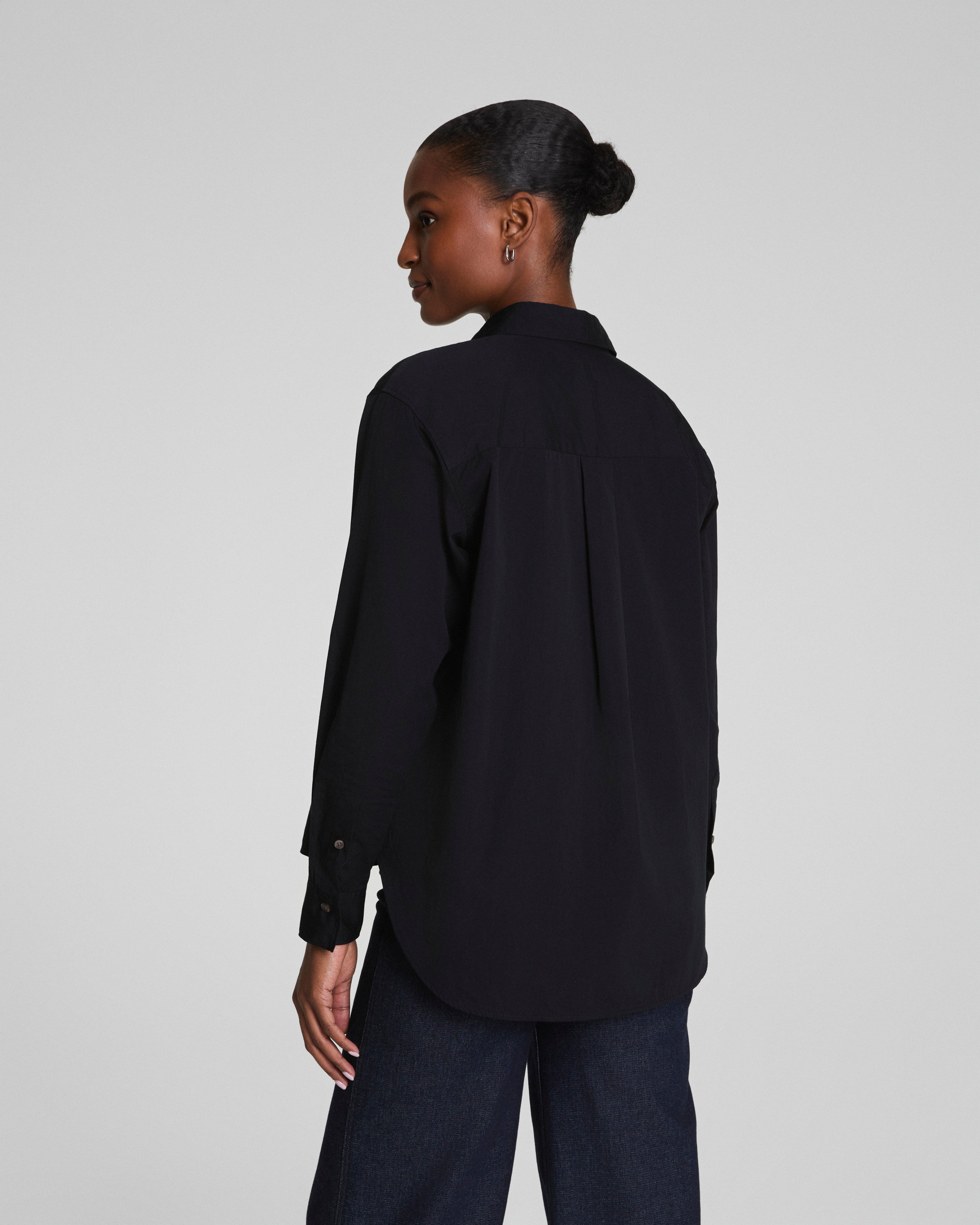 SPANX® Poplin Oversized Button-Up Shirt  Classic Black