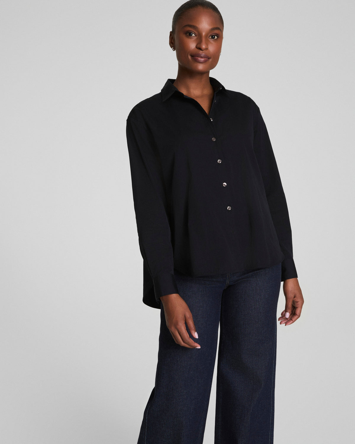 SPANX® Poplin Oversized Button-Up Shirt  Classic Black