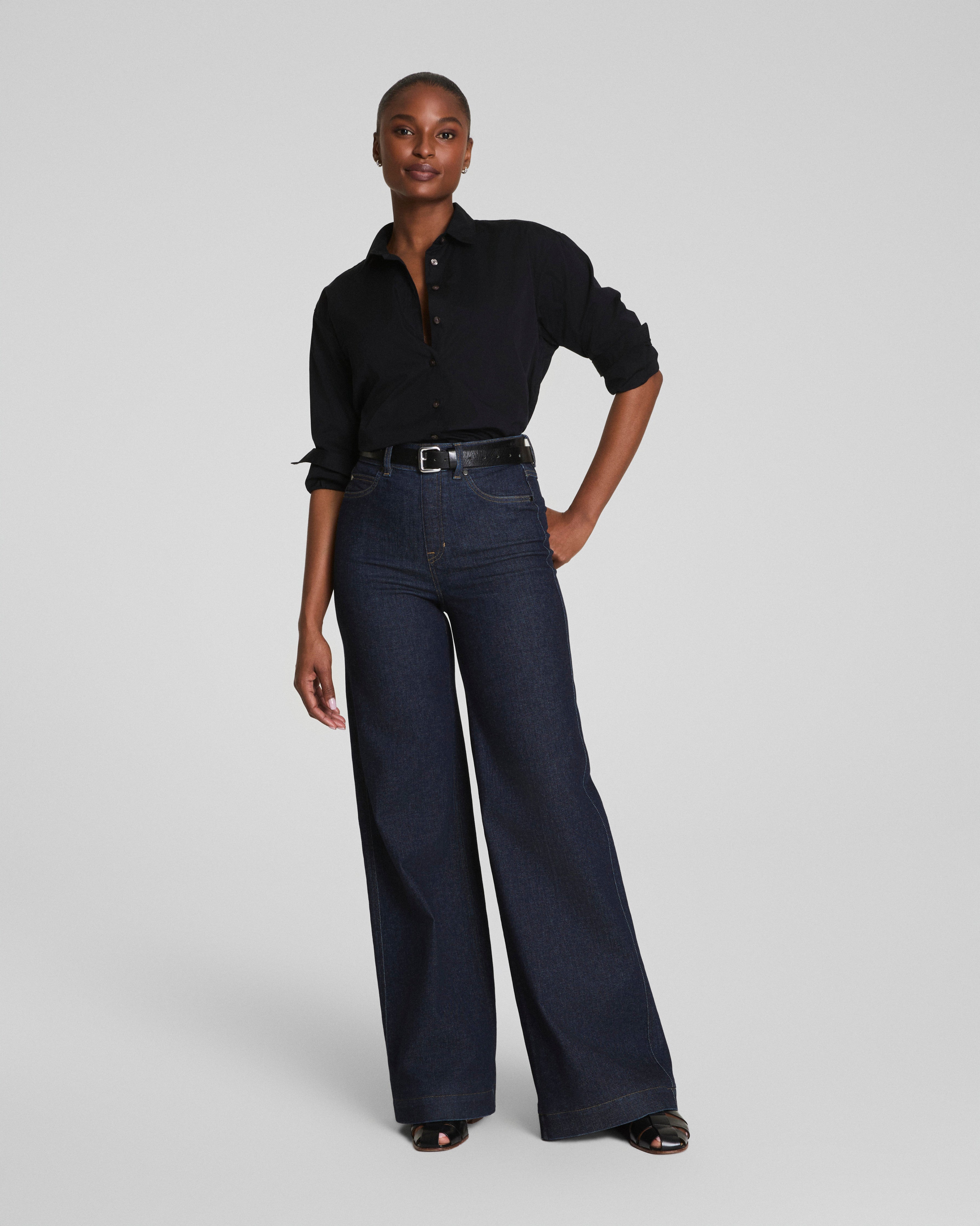 SPANX® Poplin Oversized Button-Up Shirt  Classic Black