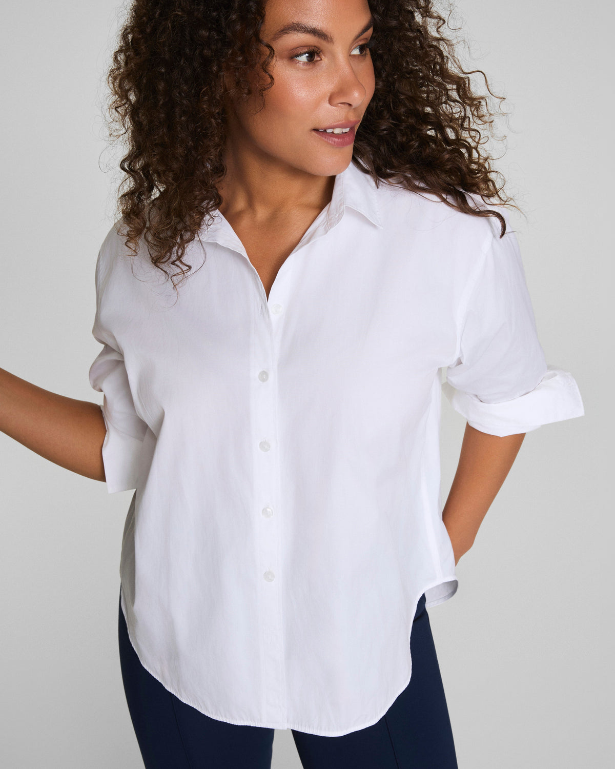 SPANX® Poplin Oversized Button-Up Shirt  Classic White