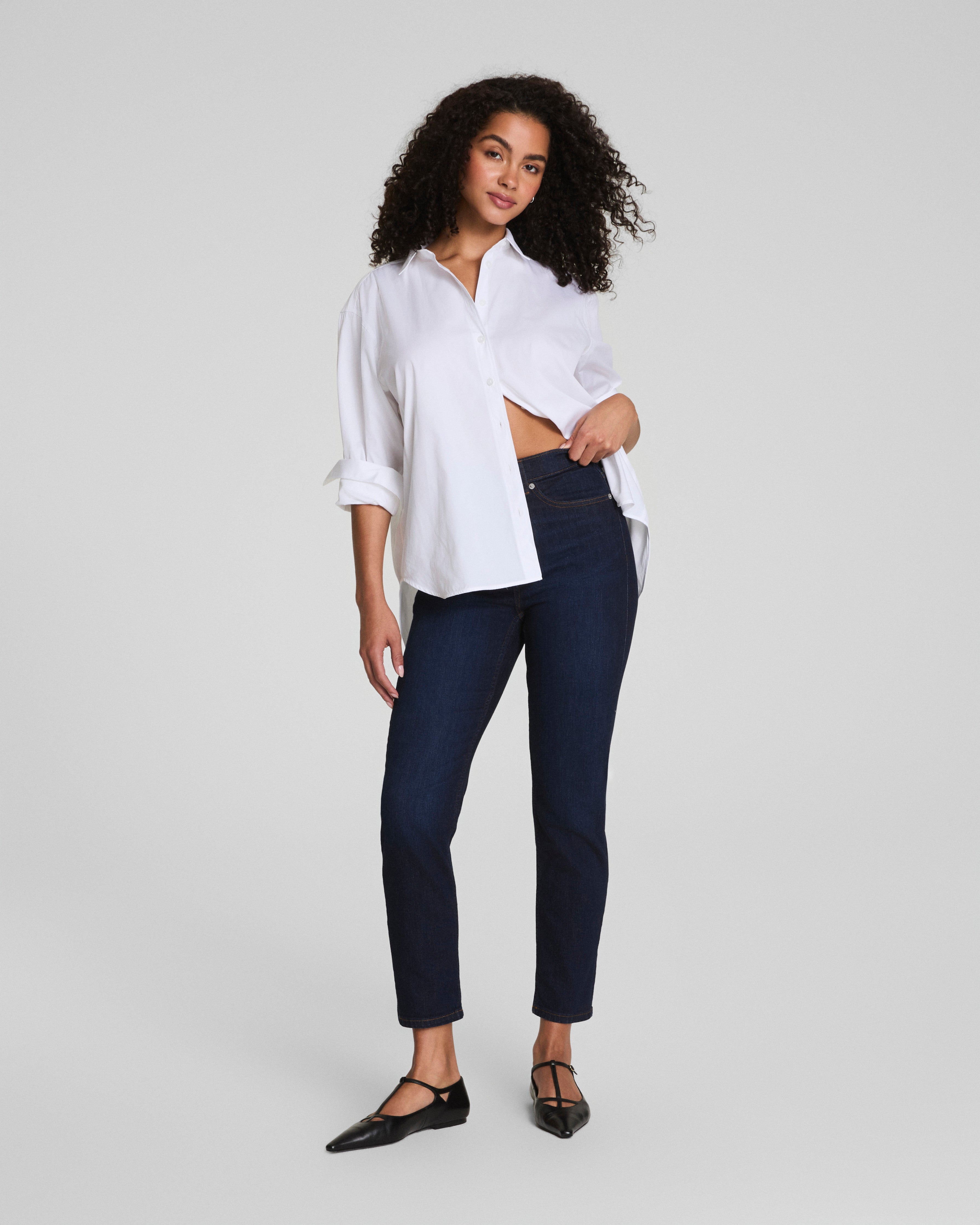 SPANX® Poplin Oversized Button-Up Shirt  Classic White