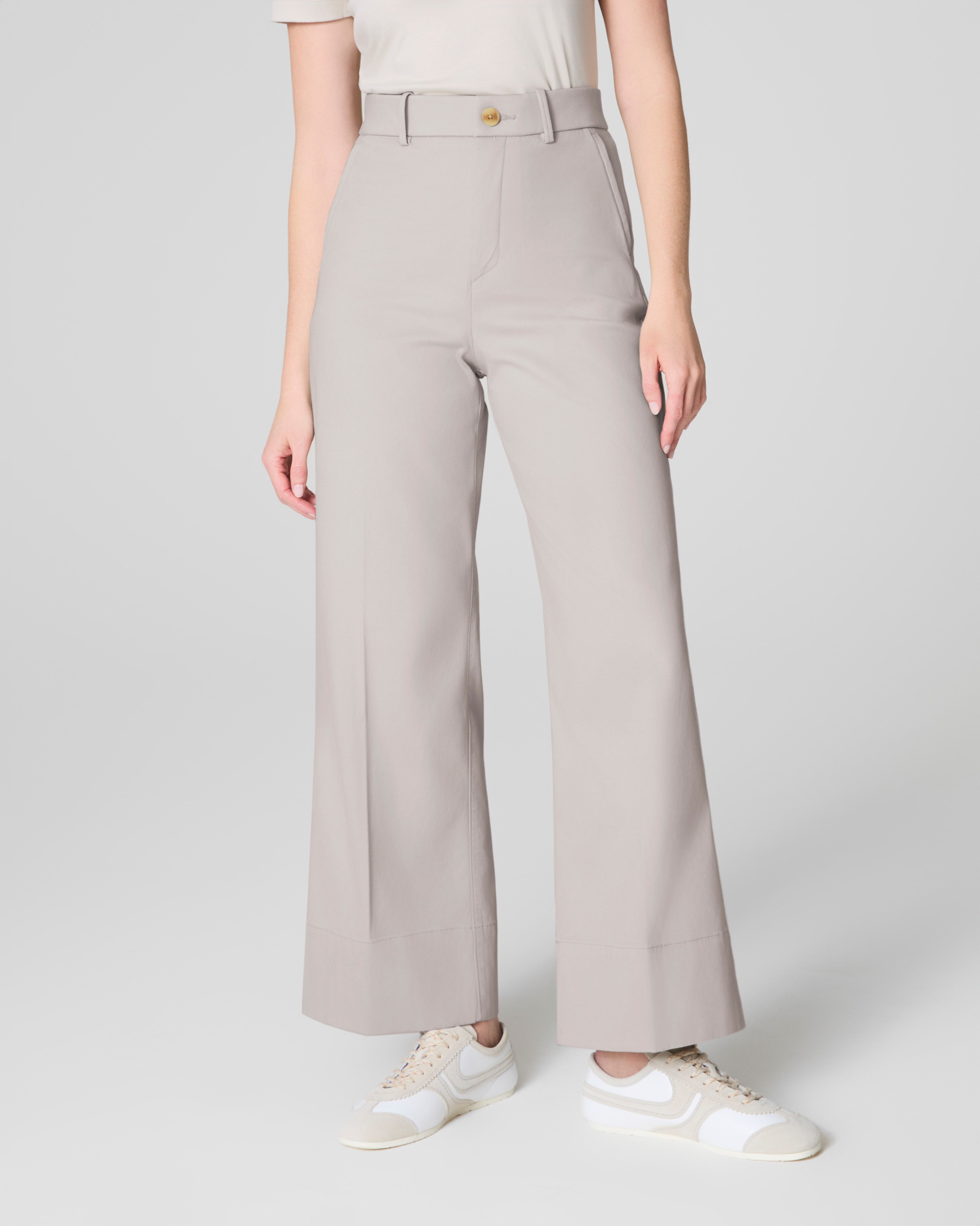 SPANXsupersmooth™ Stretch Twill Cropped Wide Leg Pant  Bone