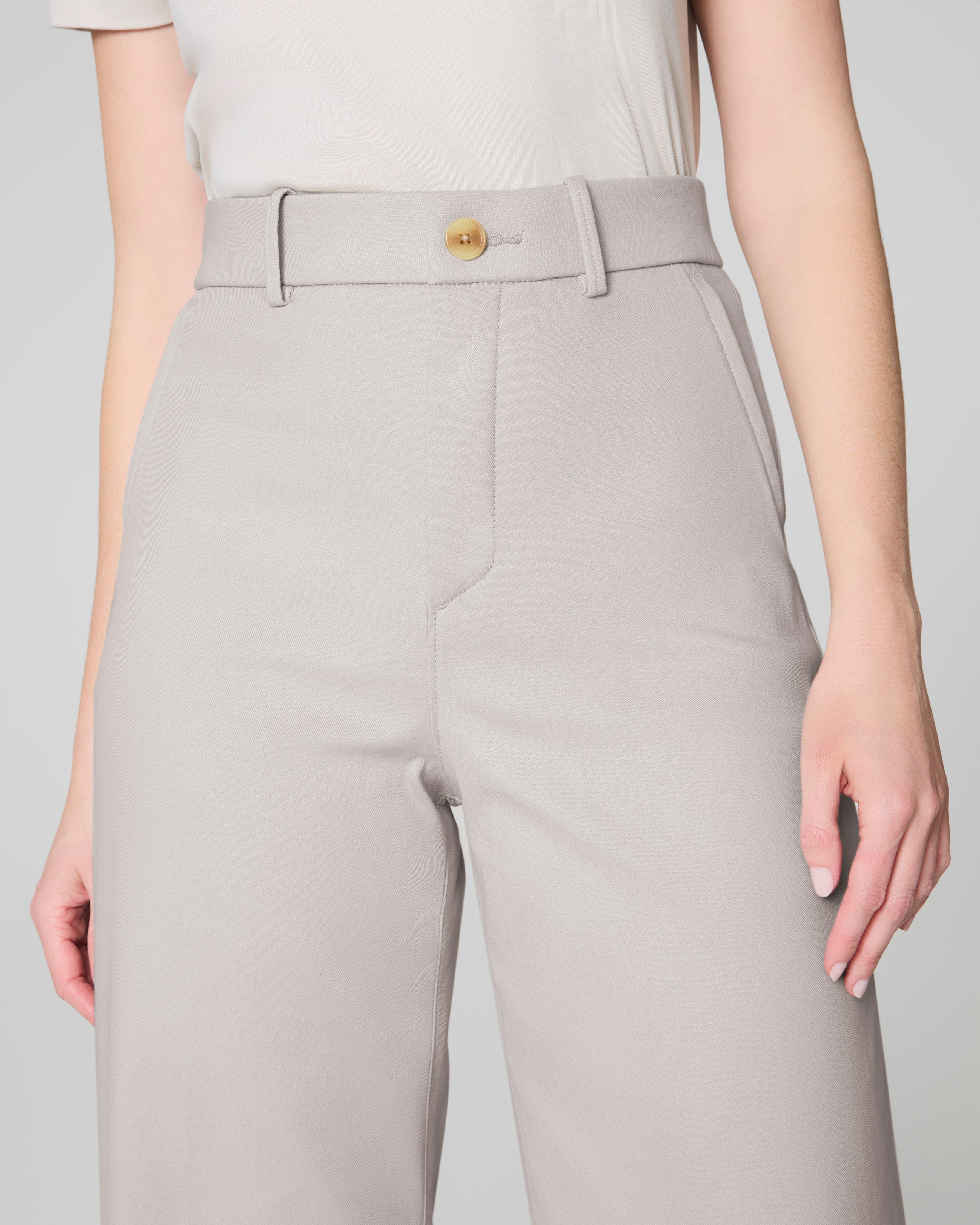 SPANXsupersmooth™ Stretch Twill Cropped Wide Leg Pant  Bone