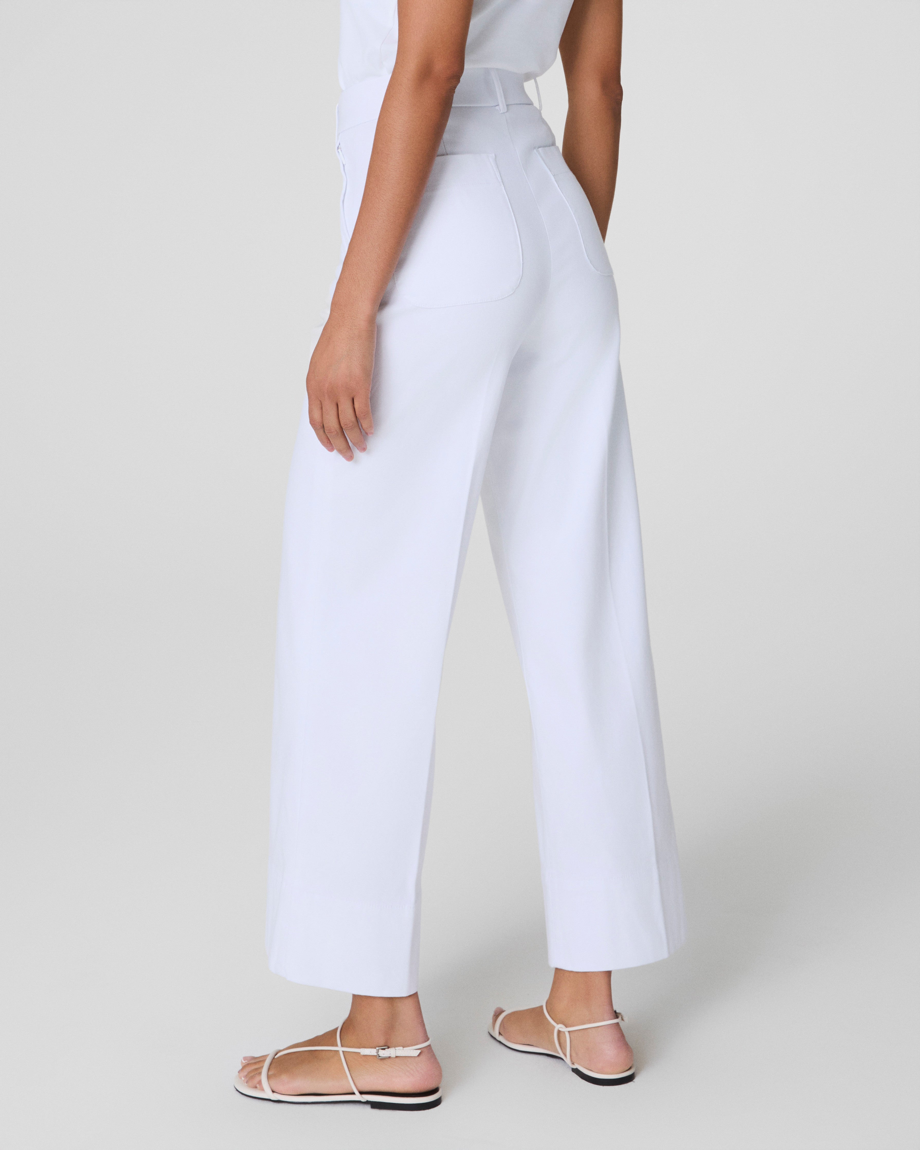SPANXsupersmooth™ Stretch Twill Cropped Wide Leg Pant  Classic White