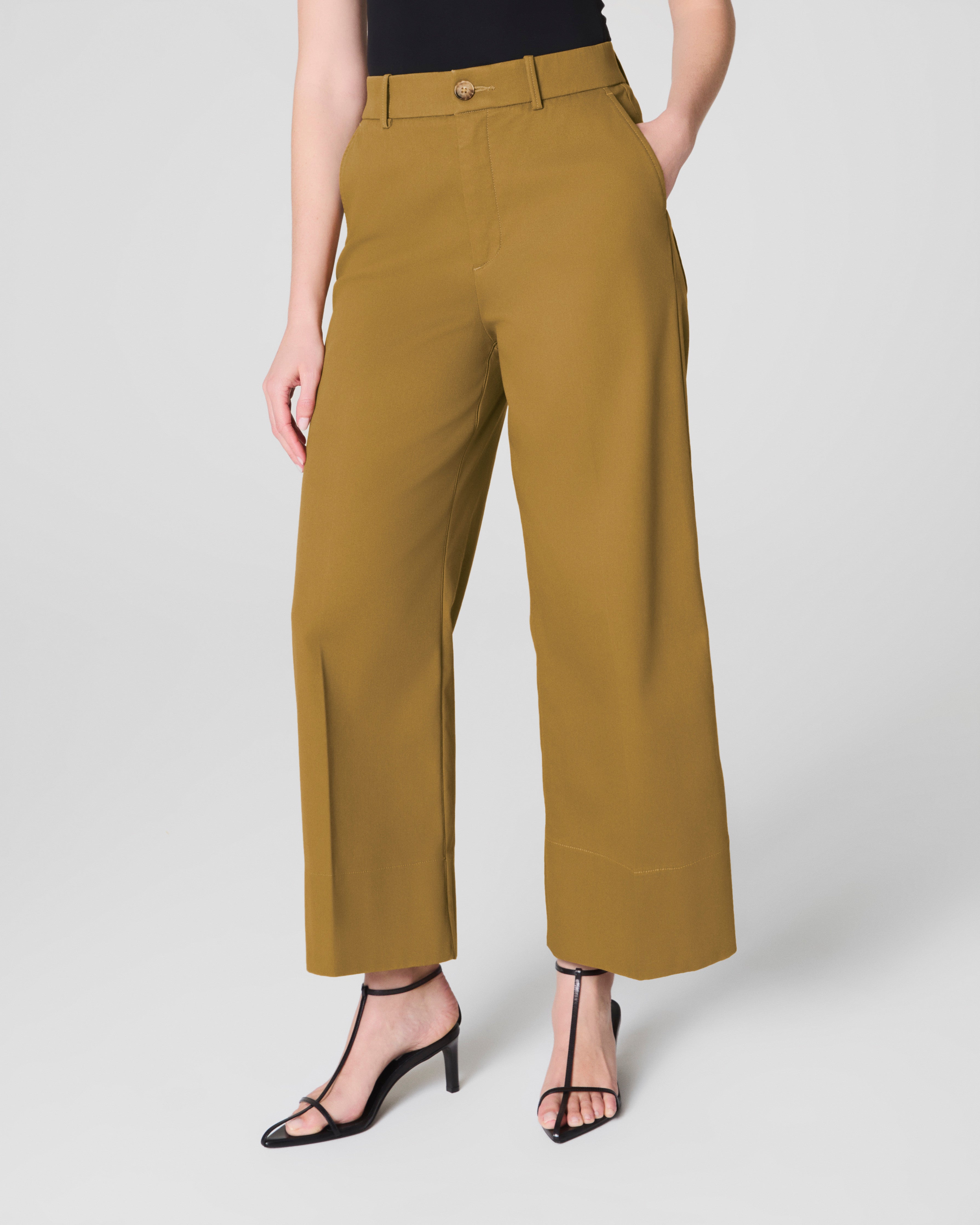 SPANXsupersmooth™ Stretch Twill Cropped Wide Leg Pant  Flax