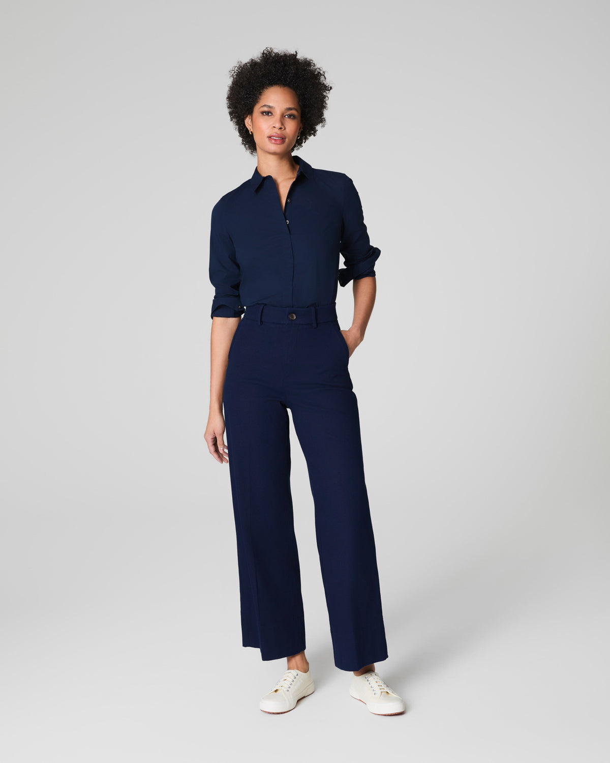 SPANXsupersmooth™ Stretch Twill Cropped Wide Leg Pant  Timeless Navy