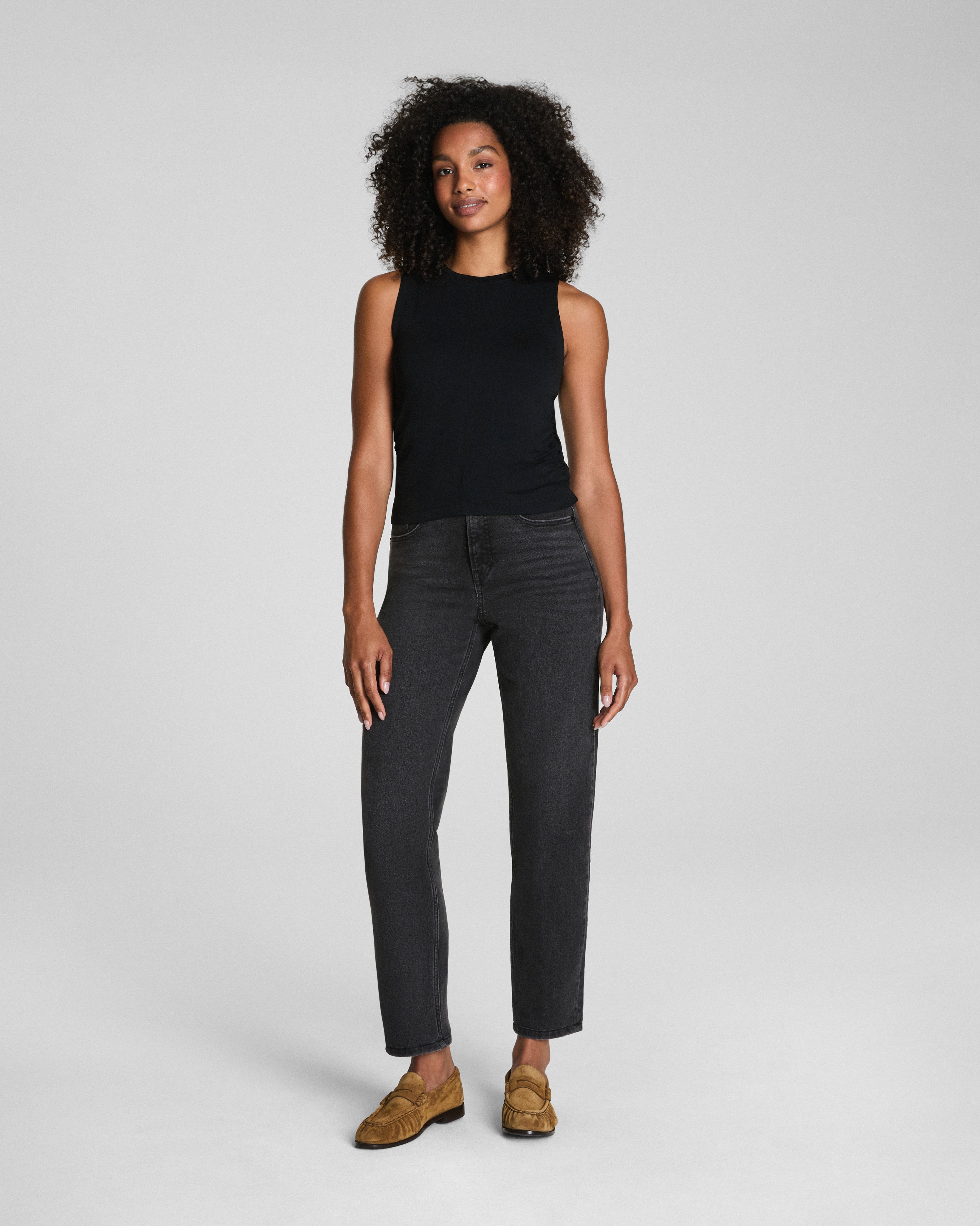 SPANX® Sleek Jersey High Neck Ruched Tank  Classic Black