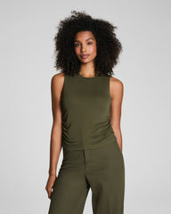 SPANX® Sleek Jersey High Neck Ruched Tank  Dark Pine