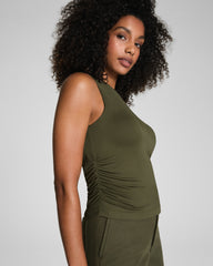 SPANX® Sleek Jersey High Neck Ruched Tank  Dark Pine