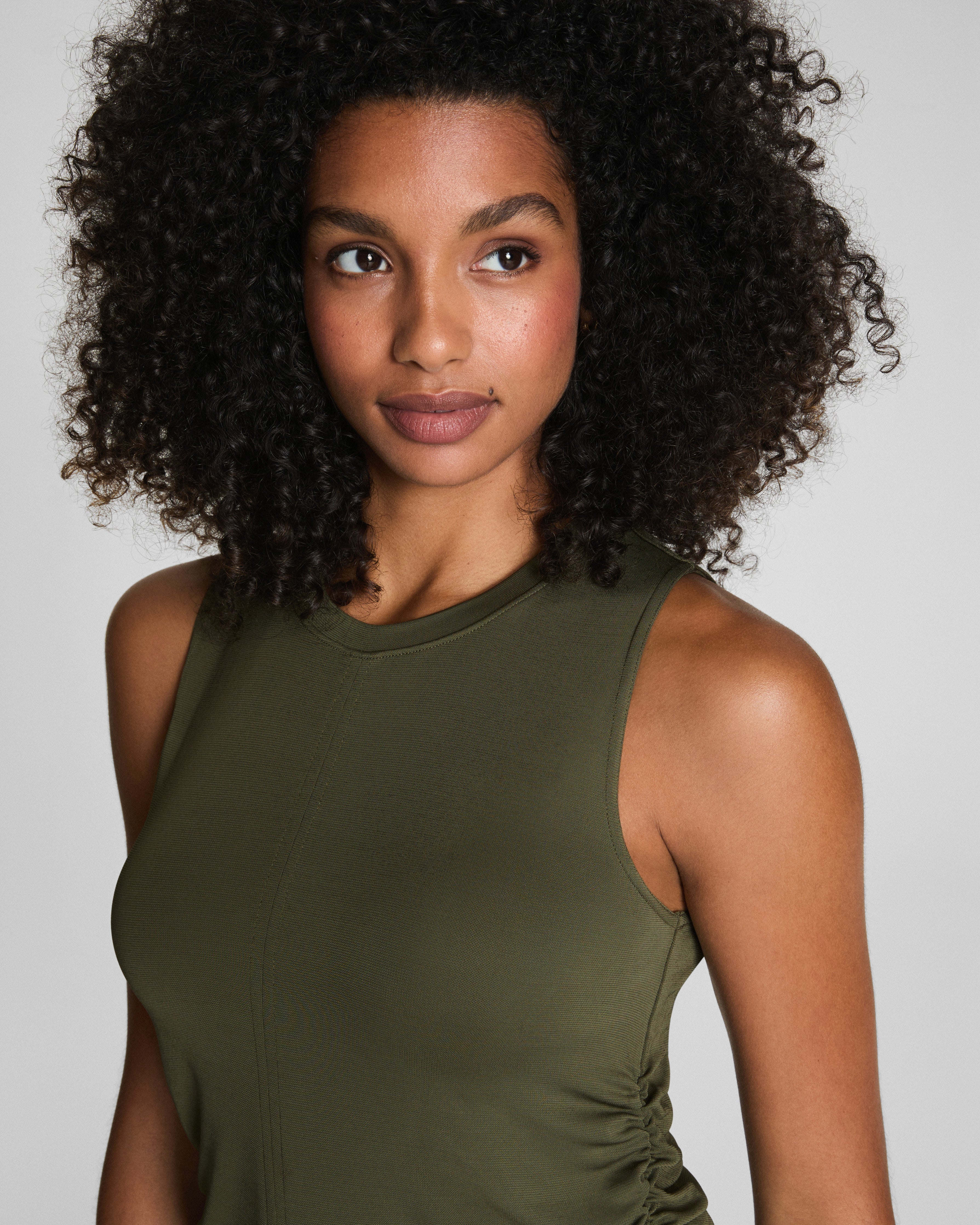 SPANX® Sleek Jersey High Neck Ruched Tank  Dark Pine