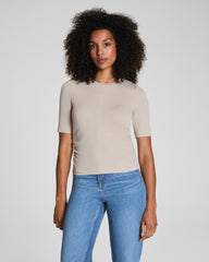 SPANX® Sleek Jersey Elbow Sleeve Ruched Top