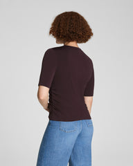 SPANX® Sleek Jersey Elbow Sleeve Ruched Top  Truffle Brown