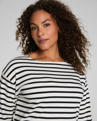 SPANX® Cotton Boatneck Top  Ivory/Classic Black
