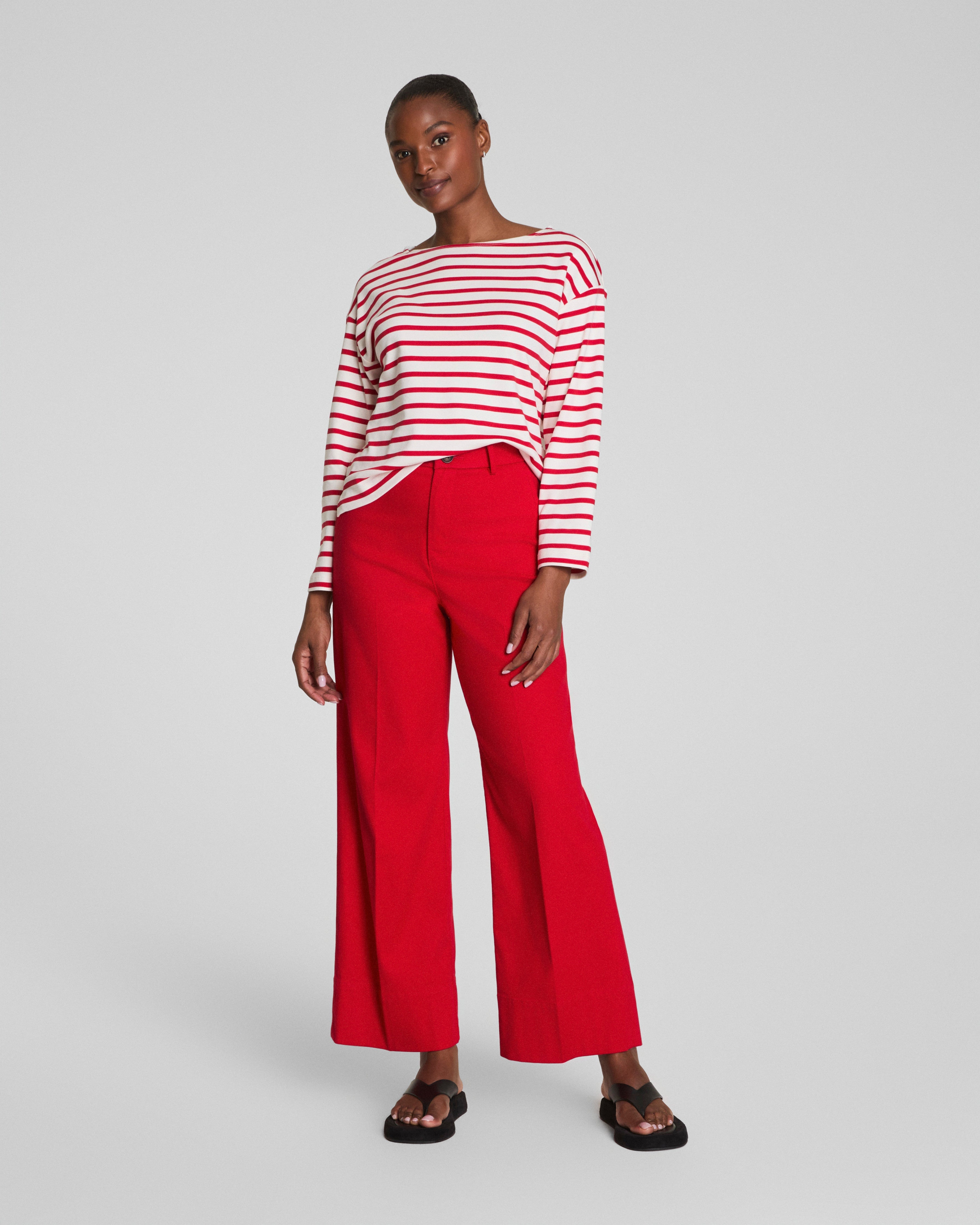 SPANX® Cotton Boatneck Top  Ivory/Spanx Red