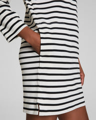 SPANX® Cotton Boatneck Mini Dress  Ivory/Classic Black