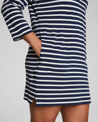 SPANX® Cotton Boatneck Mini Dress  Ivory/Timeless Navy