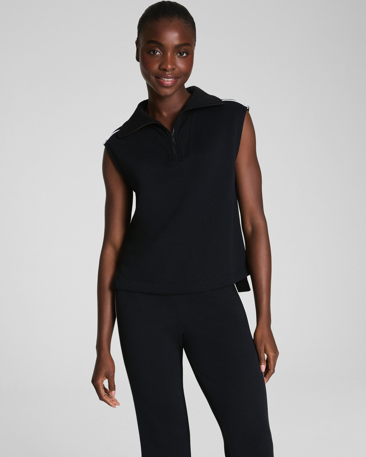 SPANX AirEssentials® Pique Sleeveless Half Zip  Very Black