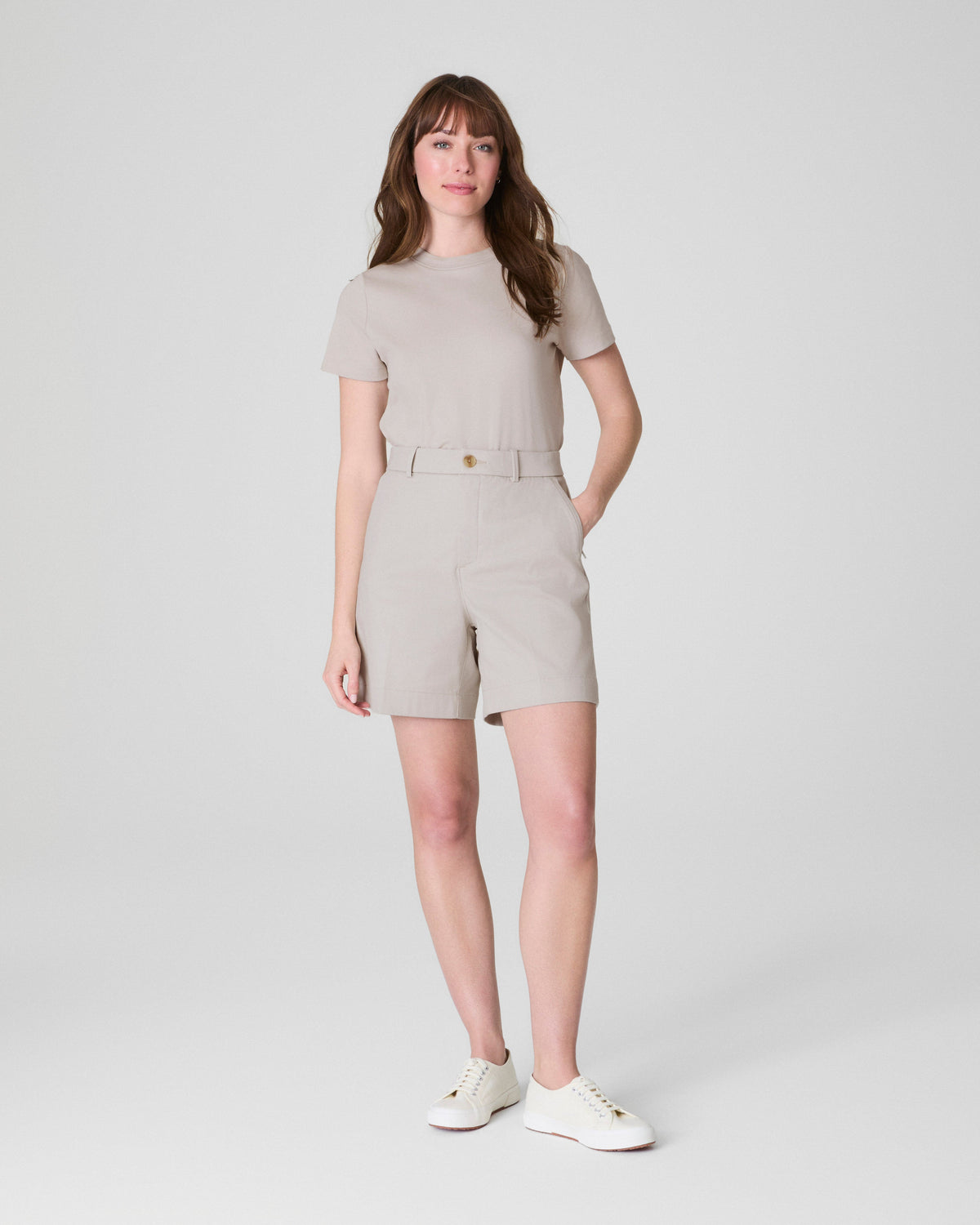 SPANXsupersmooth™ Stretch Twill Short, 7"  Bone