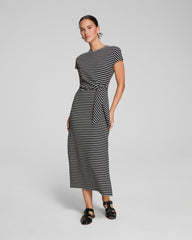 SPANX® AirEssentials Tie-Waist Maxi Dress, Stripe  Very Black Stripe