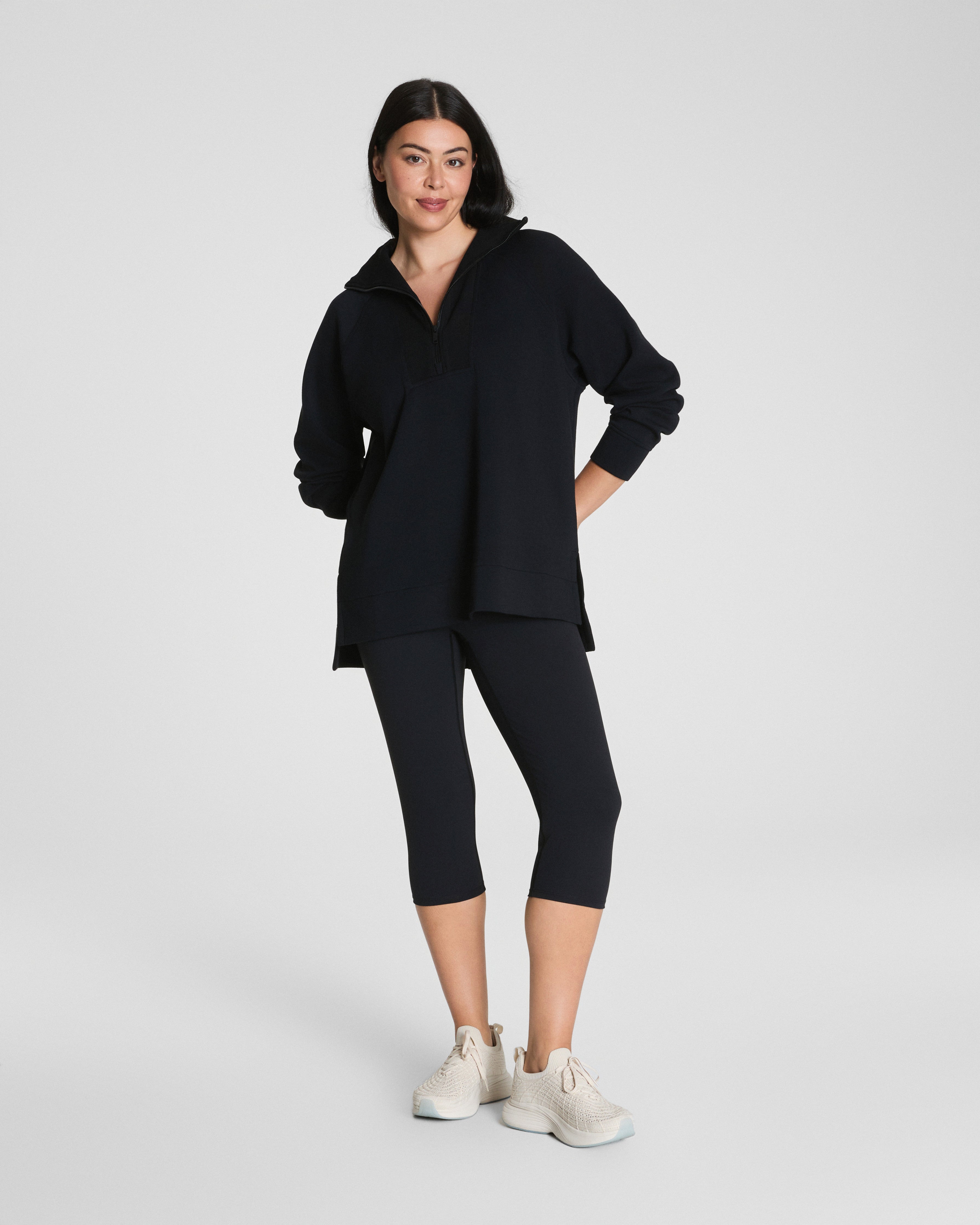 SPANX AirEssentials® Brushed Half Zip Tunic  Very Black
