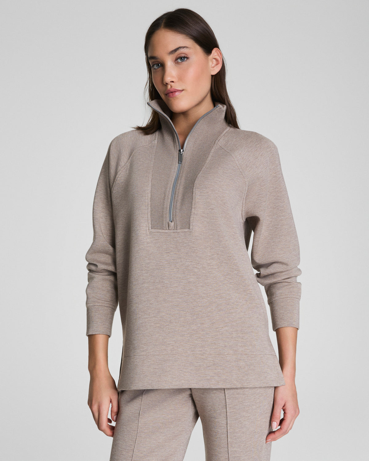 SPANX AirEssentials® Brushed Half Zip Tunic  Birch Heather