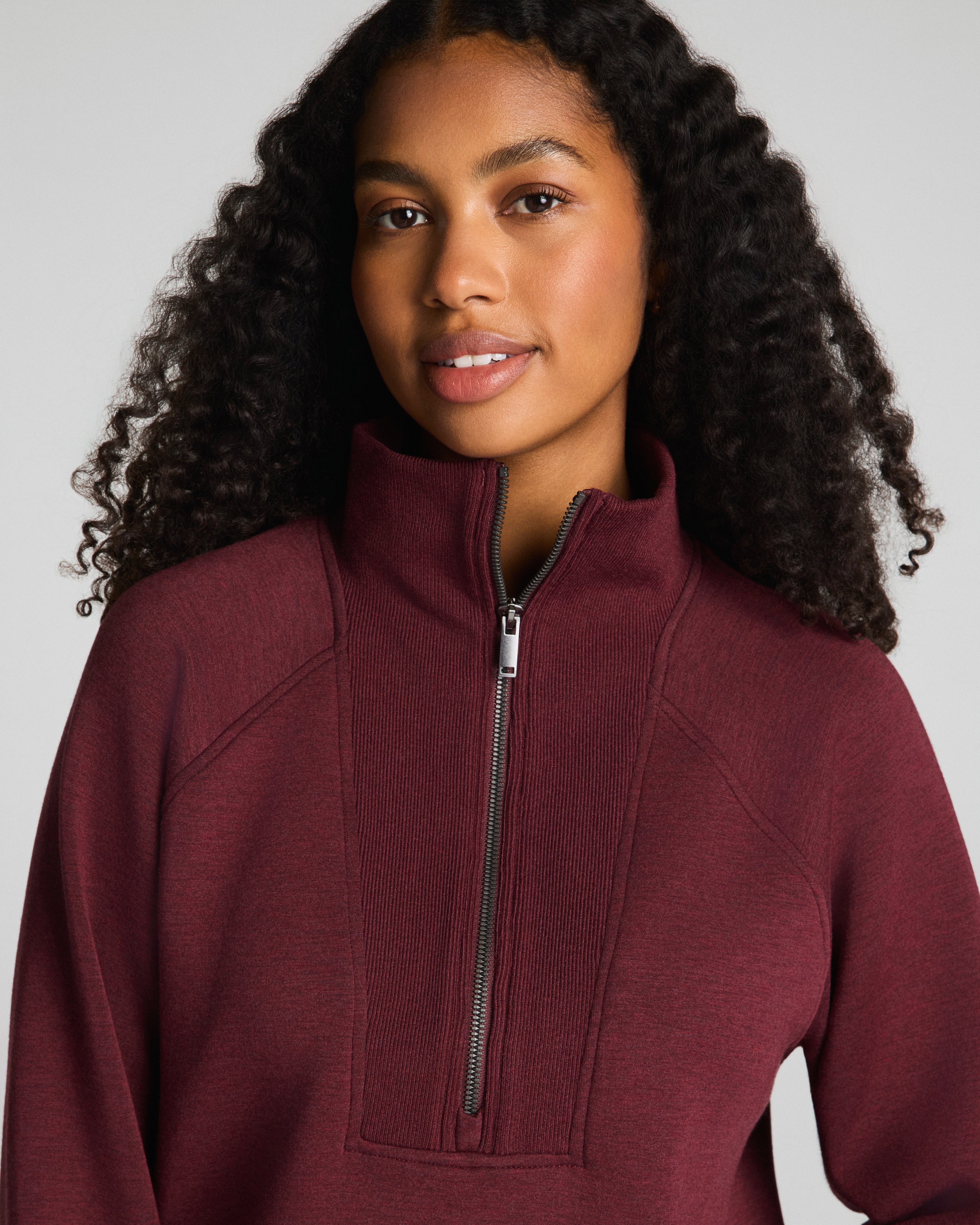 SPANX AirEssentials® Brushed Half Zip Tunic  Cassis Heather