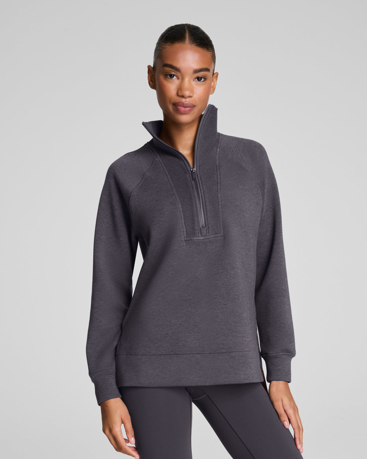 SPANX AirEssentials® Brushed Half Zip Tunic  Heather Storm